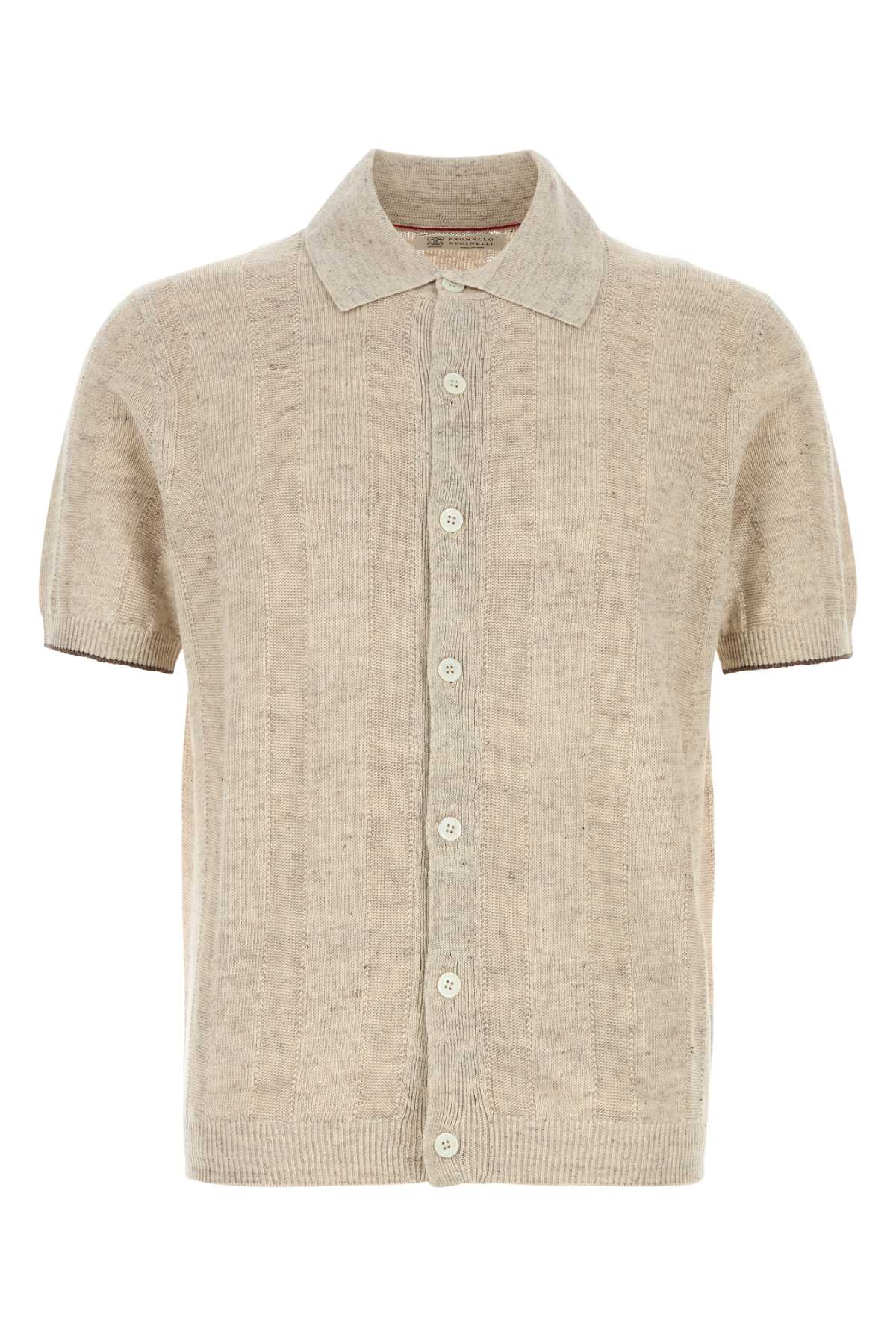 Brunello Cucinelli Men Sand Canvas Blend Cardigan BRUNELLO CUCINELLI
