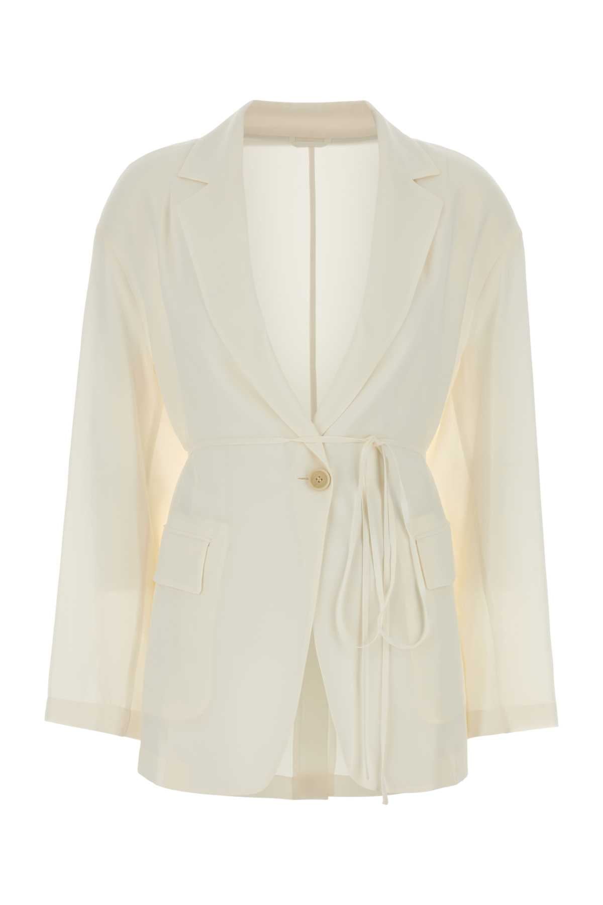 Brunello Cucinelli Women White Silk Blazer BRUNELLO CUCINELLI