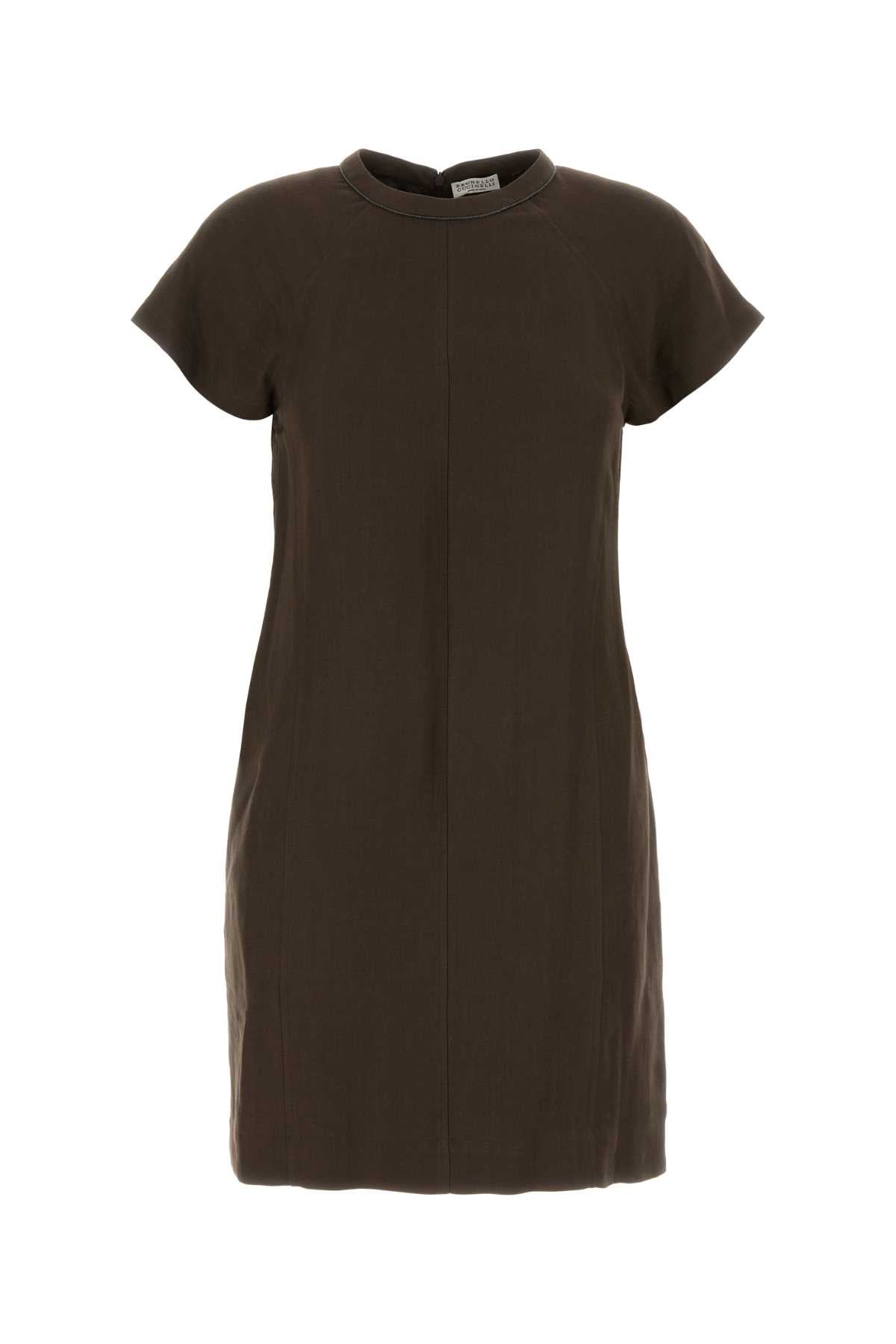 Brunello Cucinelli Women Brown Viscose Blend Dress BRUNELLO CUCINELLI