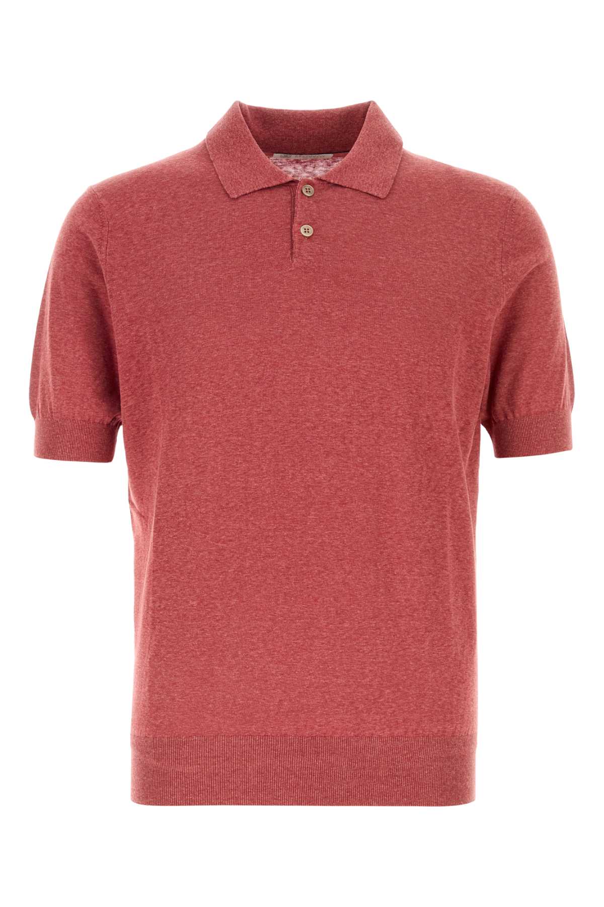 Brunello Cucinelli Men Fuchsia Linen Blend Polo Shirt BRUNELLO CUCINELLI