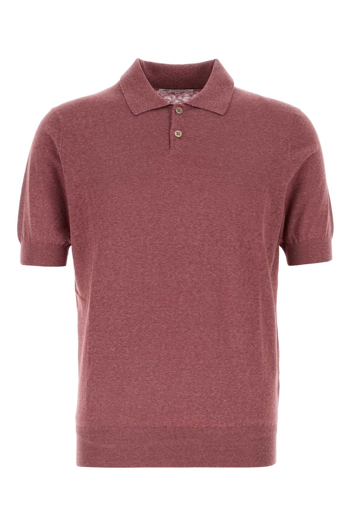 Brunello Cucinelli Men Plum Linen Blend Polo Shirt BRUNELLO CUCINELLI