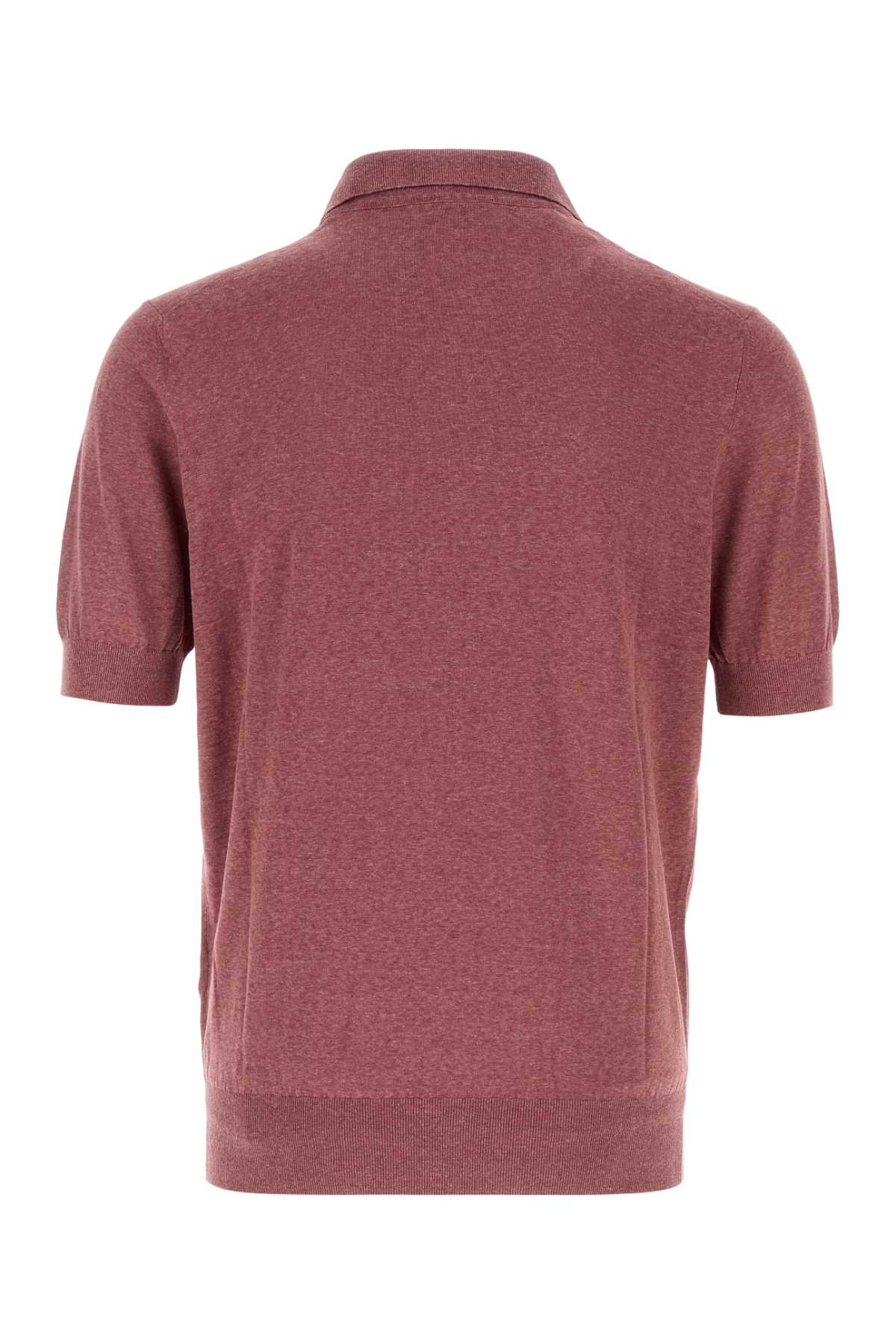 Brunello Cucinelli Men Plum Linen Blend Polo Shirt BRUNELLO CUCINELLI