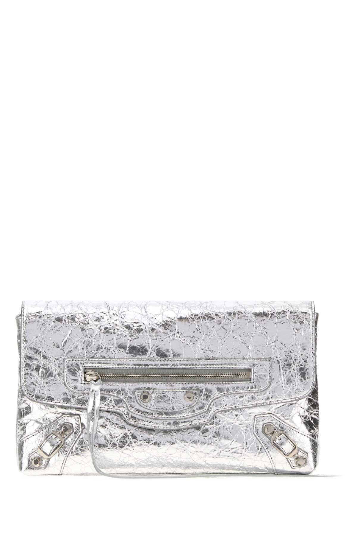 Balenciaga Women Silver Leather Le City Clutch BALENCIAGA