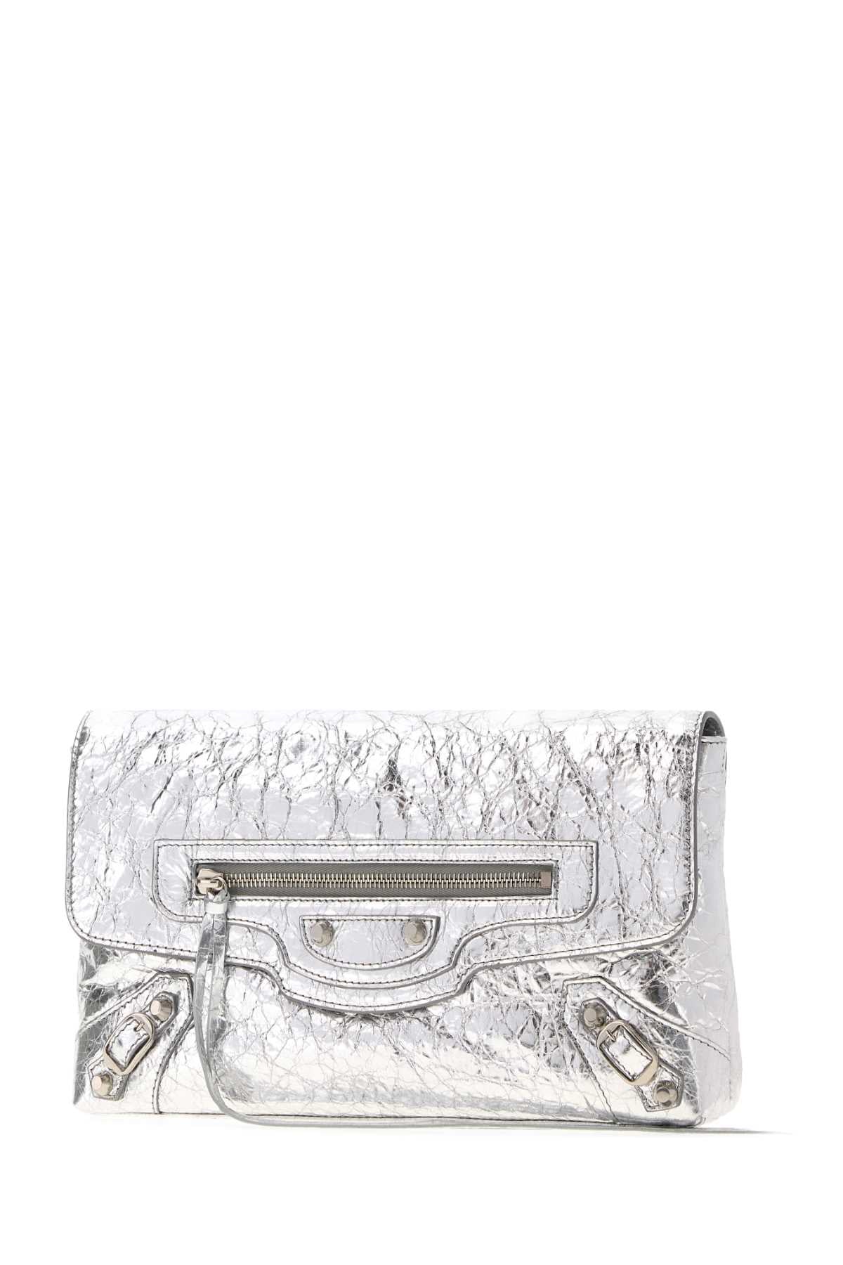 Balenciaga Women Silver Leather Le City Clutch BALENCIAGA