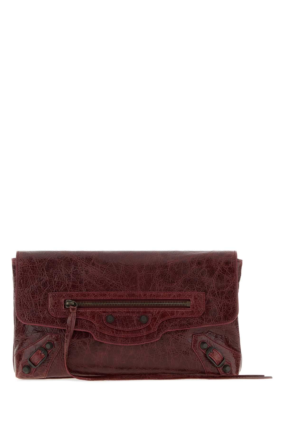 Balenciaga Women Burgundy Leather Le City Clutch BALENCIAGA