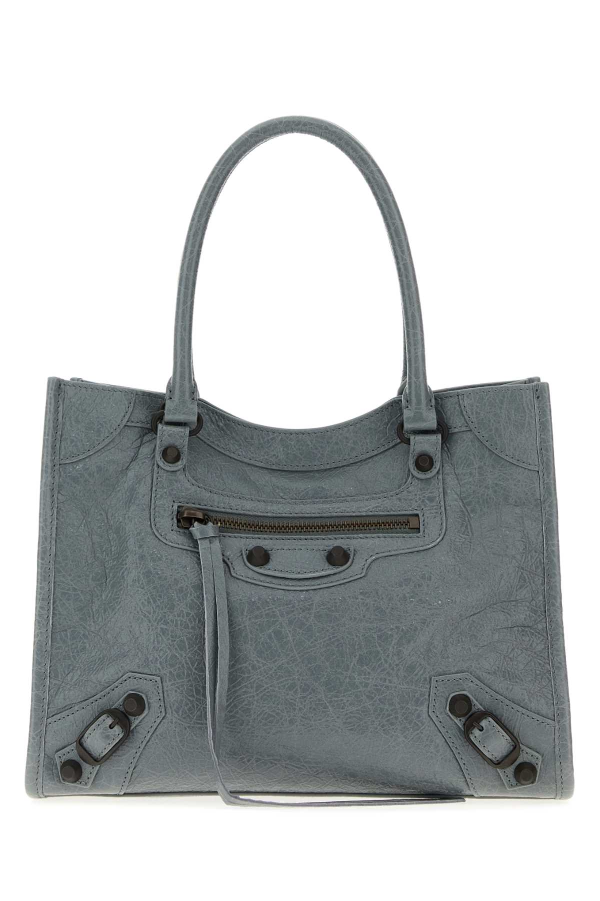 Balenciaga Women Powder Blue Leather Mini Le City Handbag