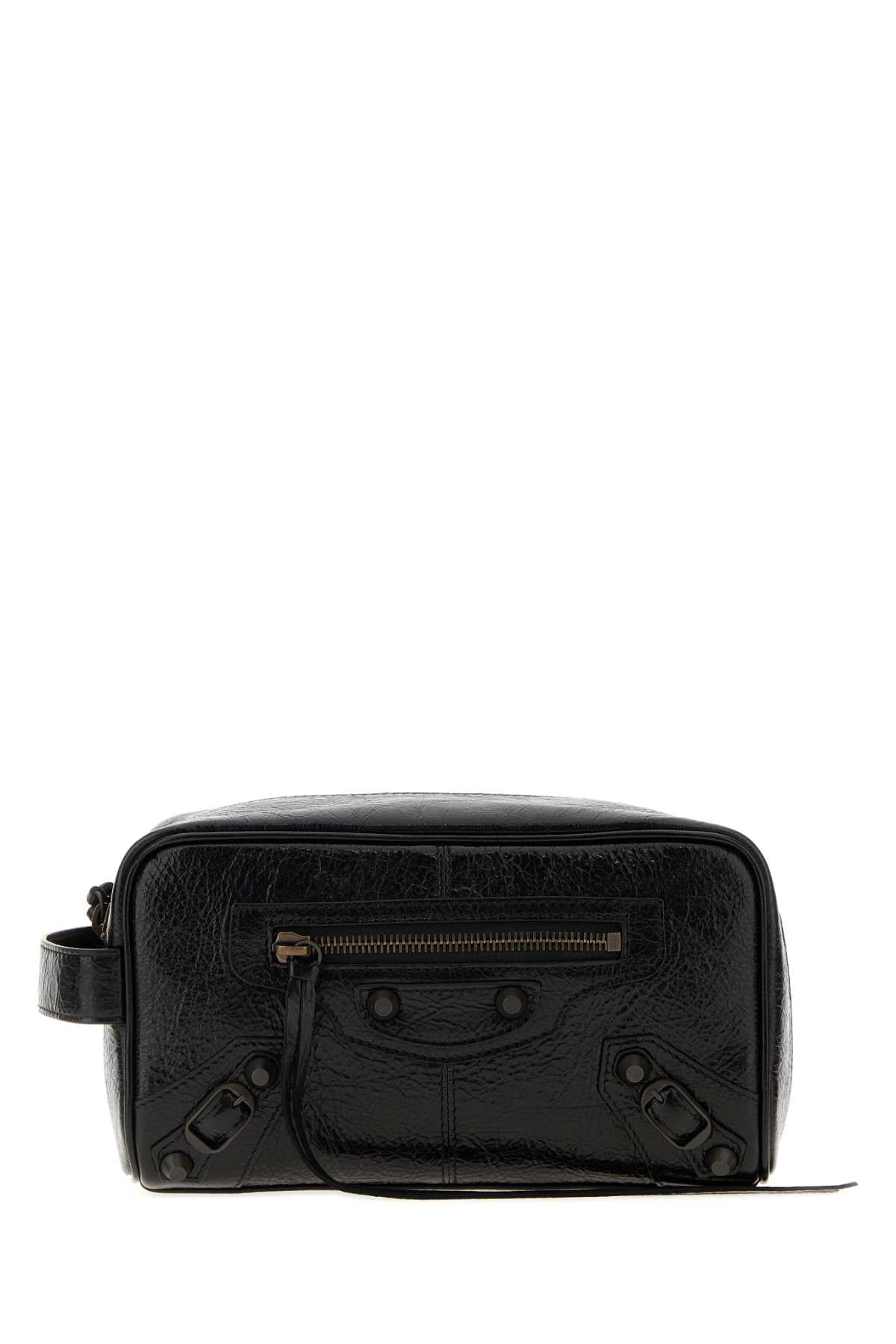 Balenciaga Men Black Leather Le City Beauty Case