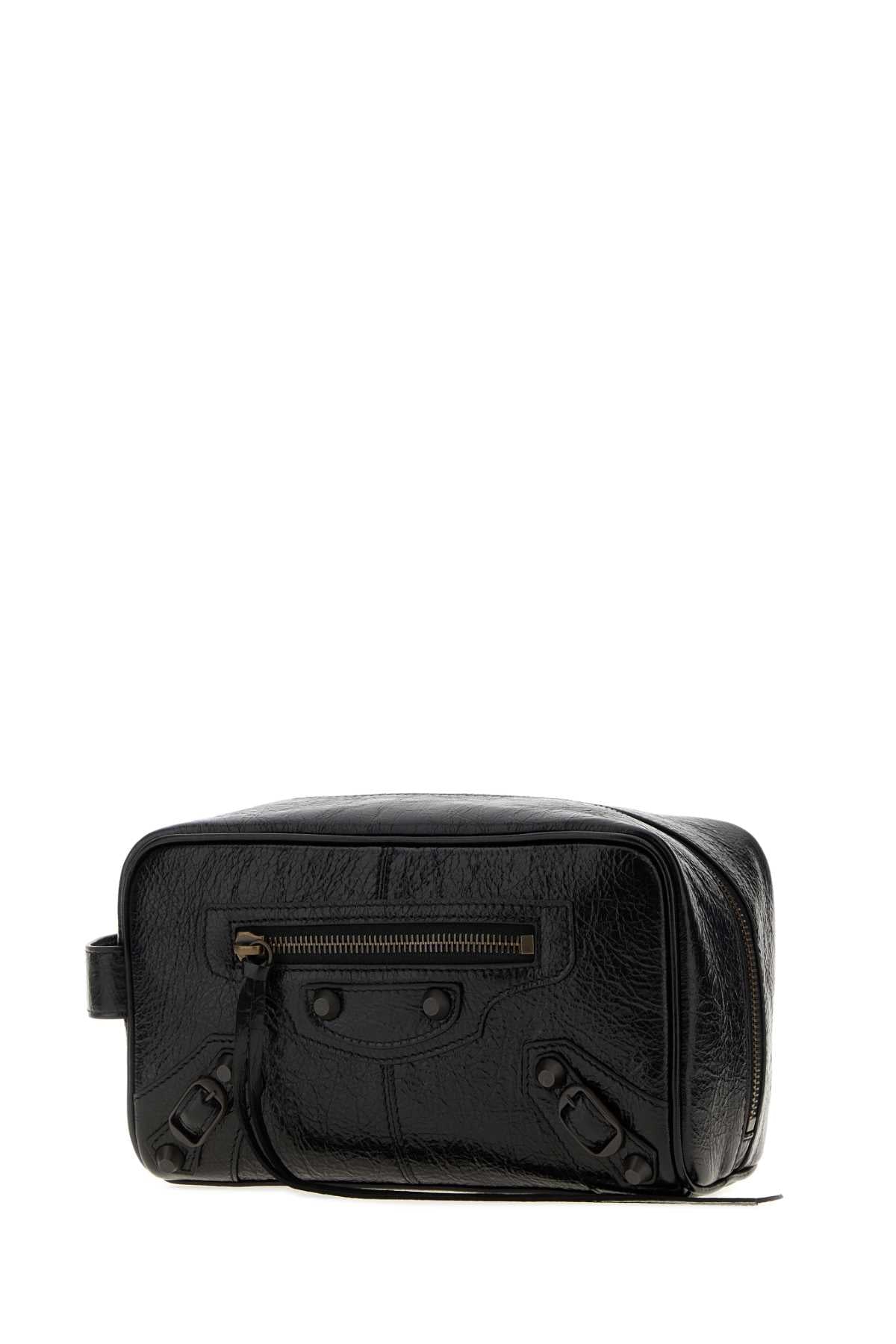 Balenciaga Men Black Leather Le City Beauty Case