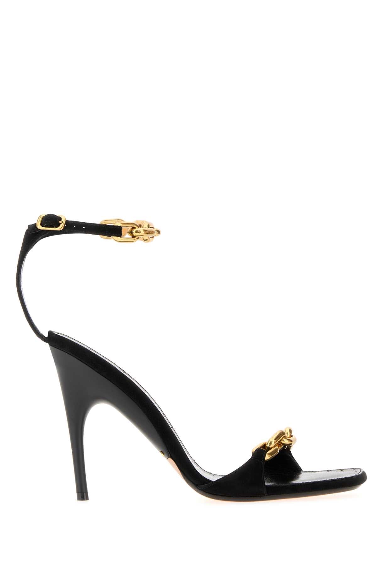 Balenciaga Women Black Suede Duchesse 110 Sandals BALENCIAGA