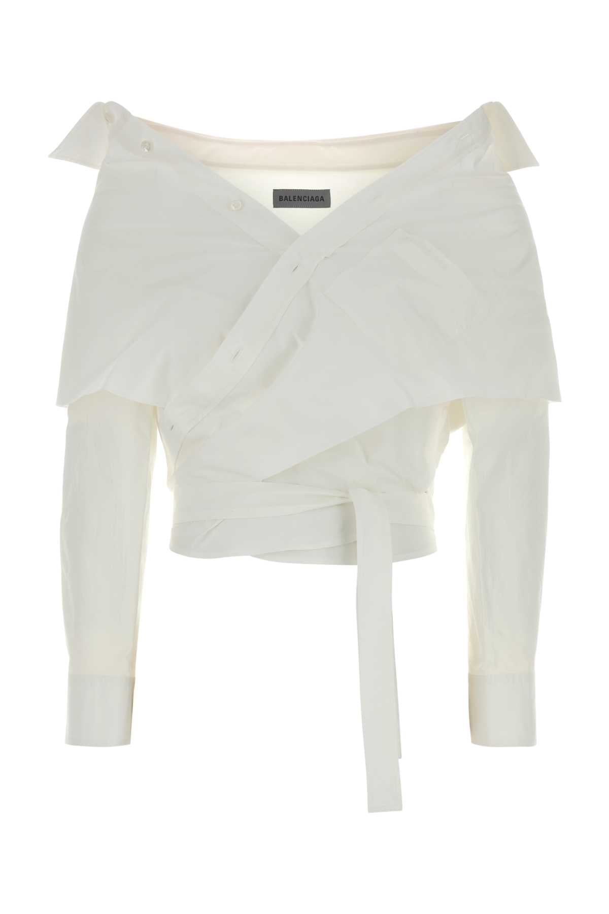 Balenciaga Women White Poplin Shirt BALENCIAGA