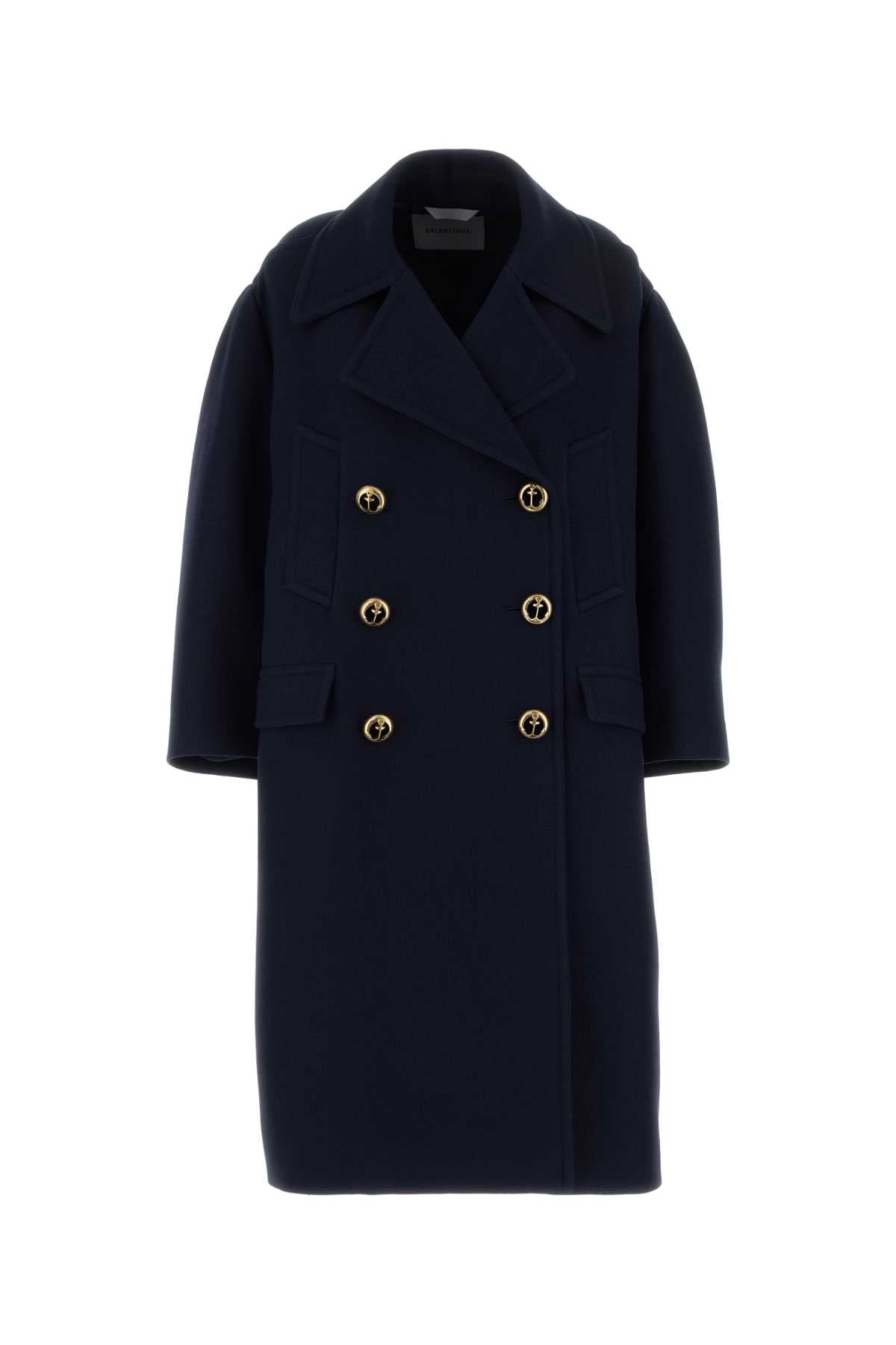 Balenciaga Women Dark Blue Wool Coat BALENCIAGA