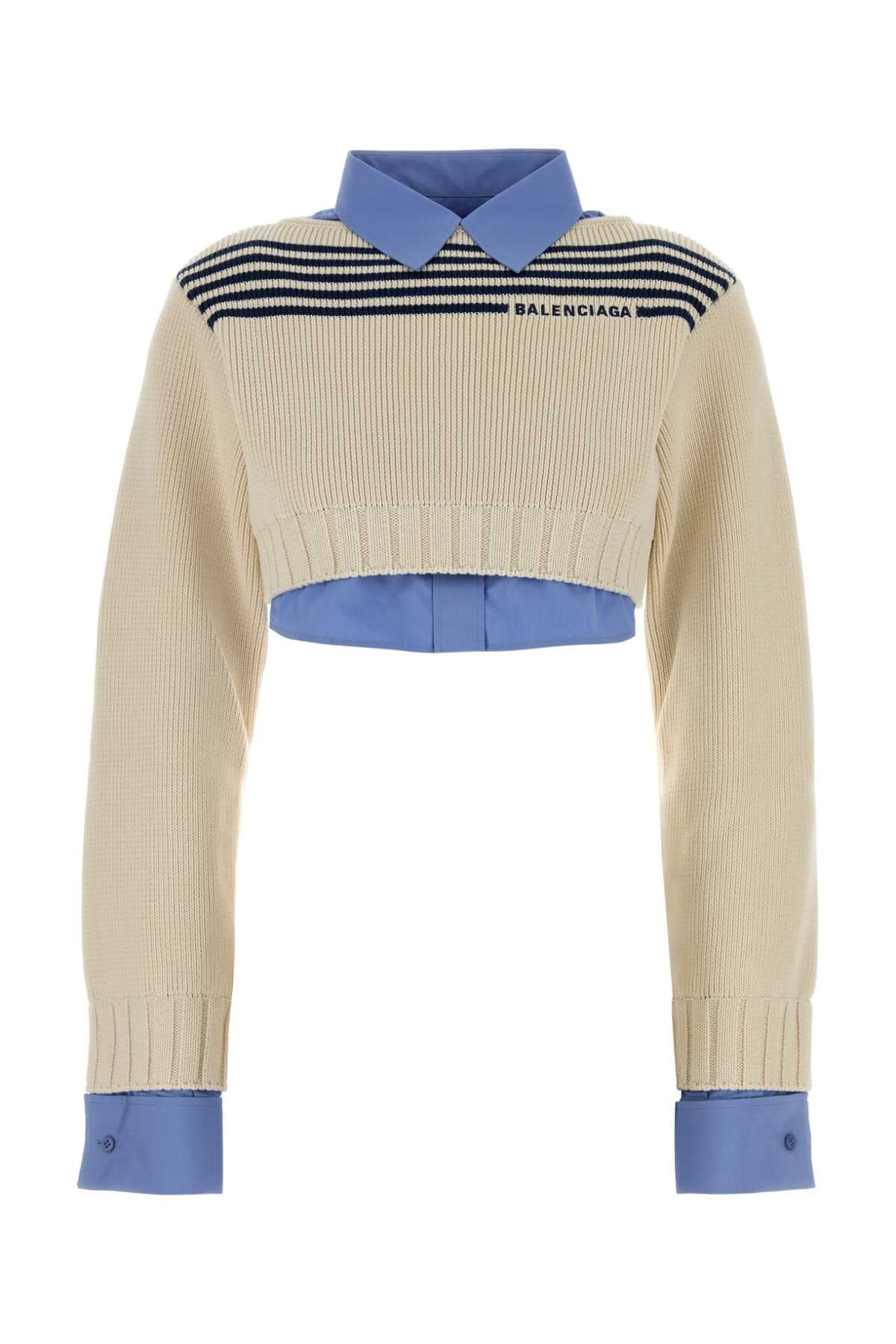 Balenciaga Women Ivory Cotton Sweater BALENCIAGA