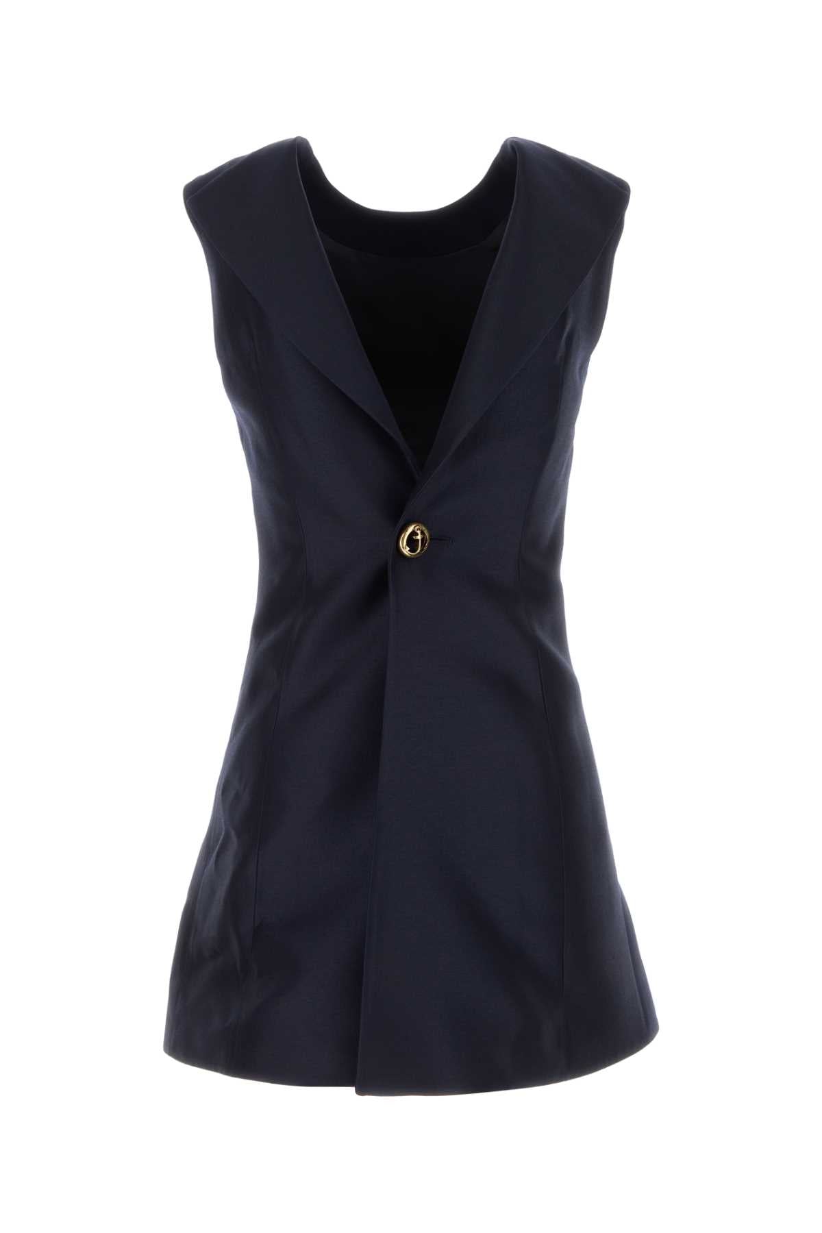 Balenciaga Women Midnight Blue Wool Blend Mini Dress BALENCIAGA