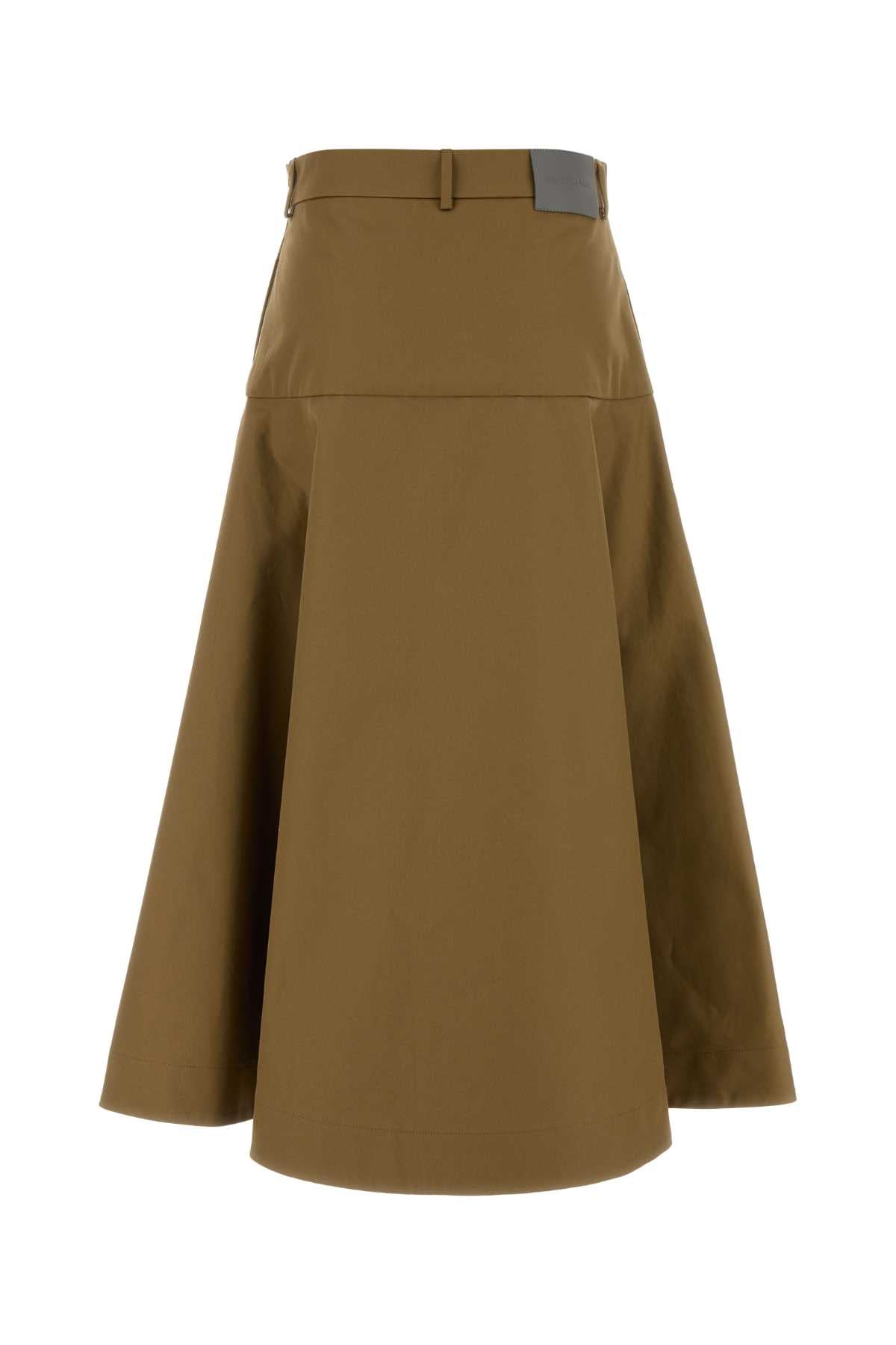 Balenciaga Women Army Green Cotton Skirt BALENCIAGA