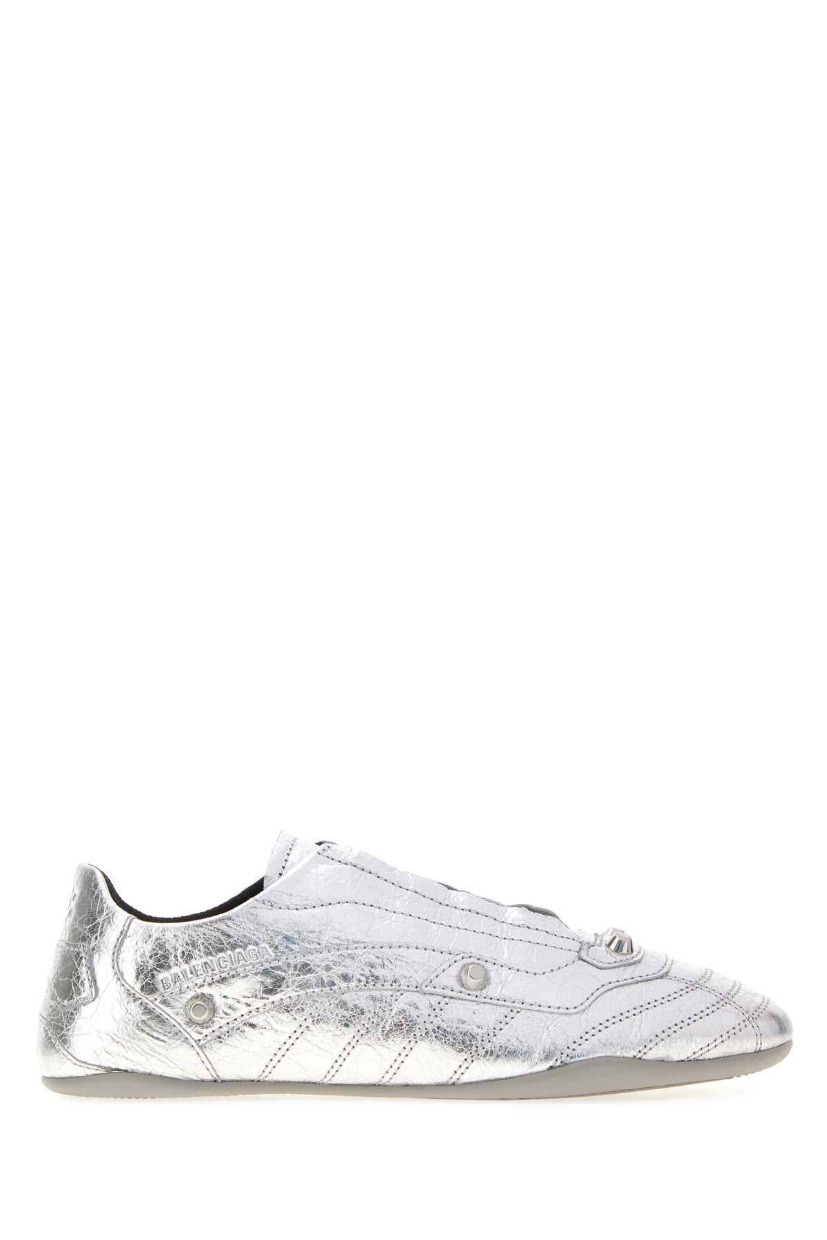 Balenciaga Women Silver Leather City Sneakers BALENCIAGA