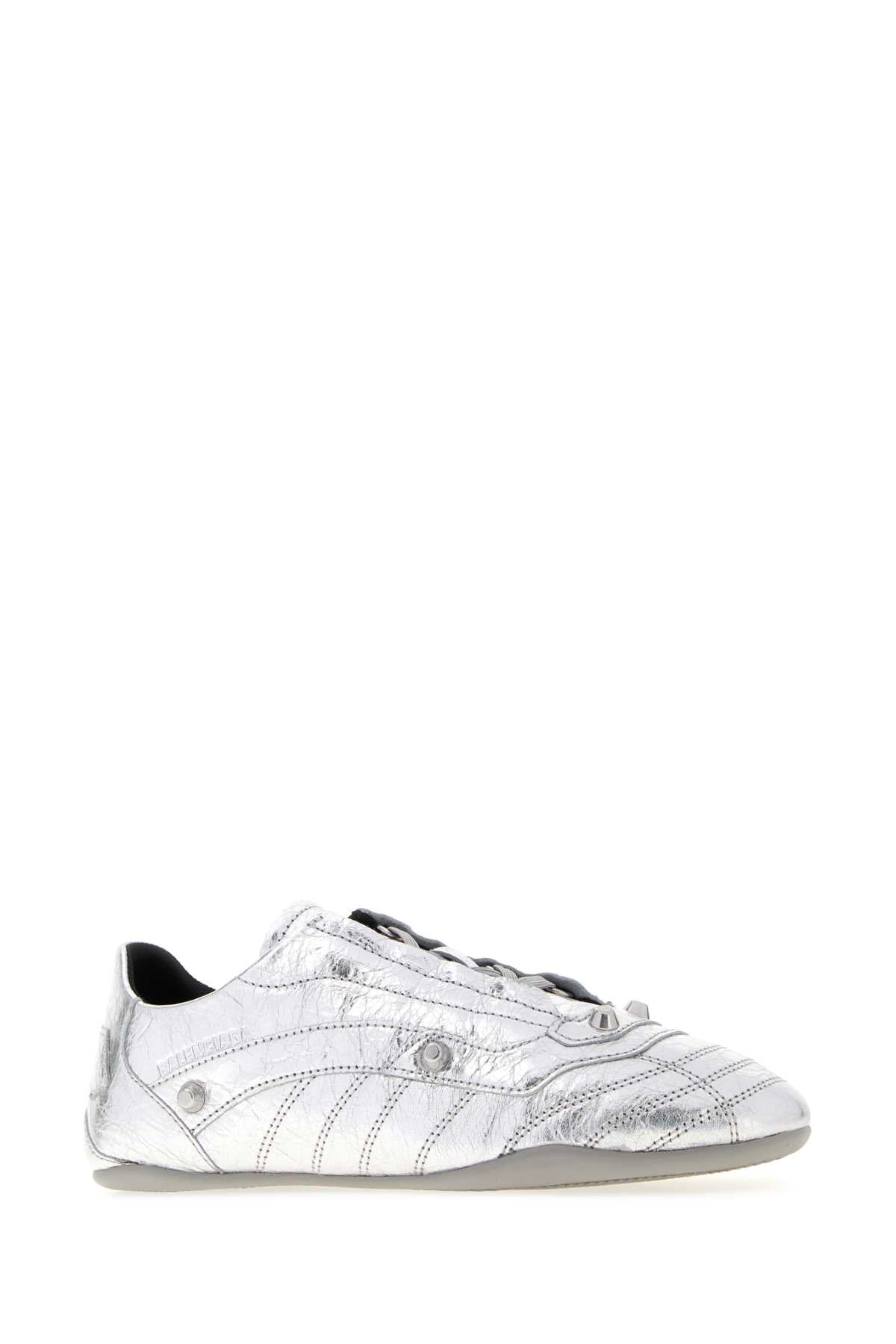 Balenciaga Women Silver Leather City Sneakers BALENCIAGA
