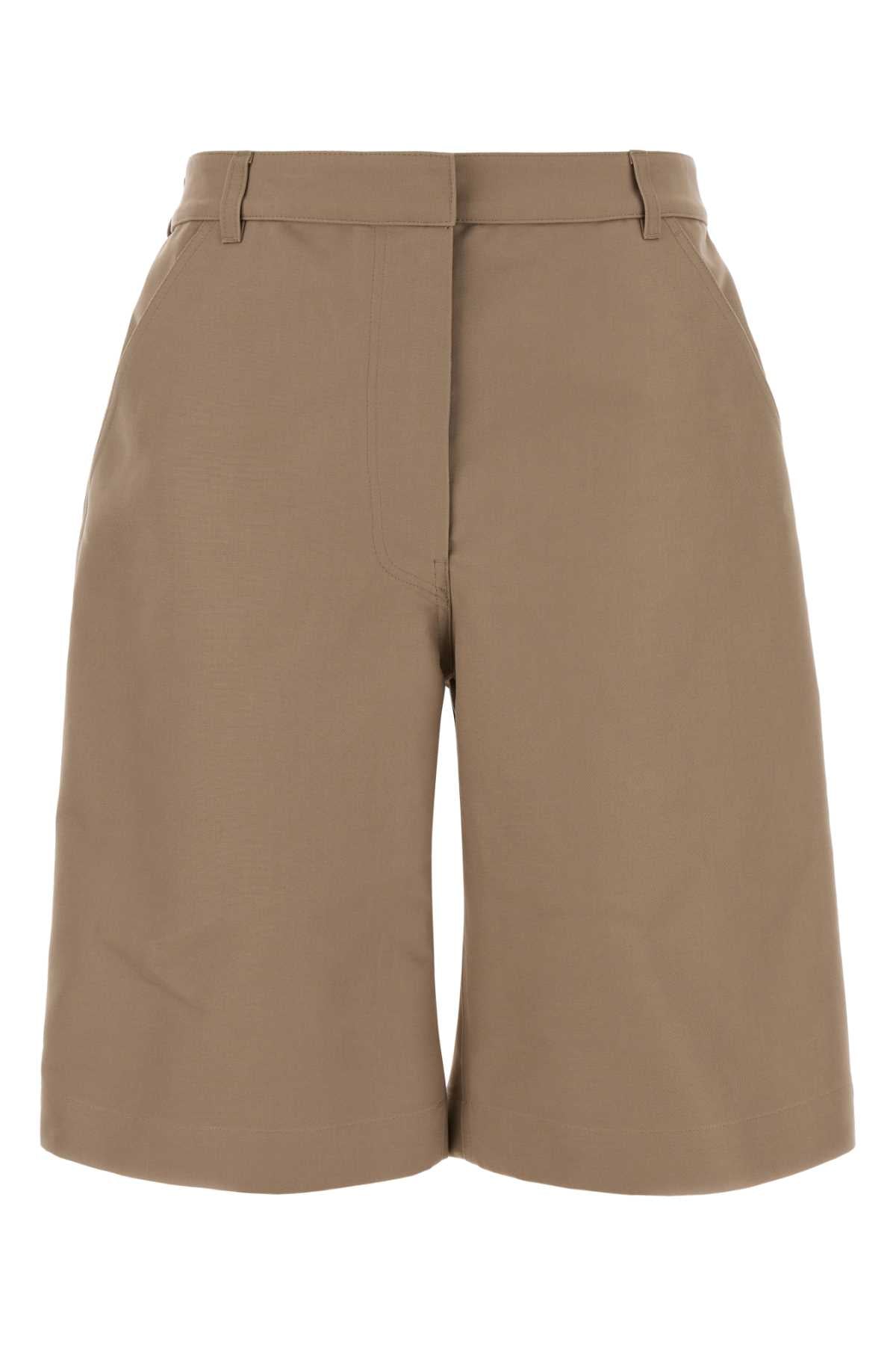 Balenciaga Women Sand Cotton Bermuda Shorts BALENCIAGA