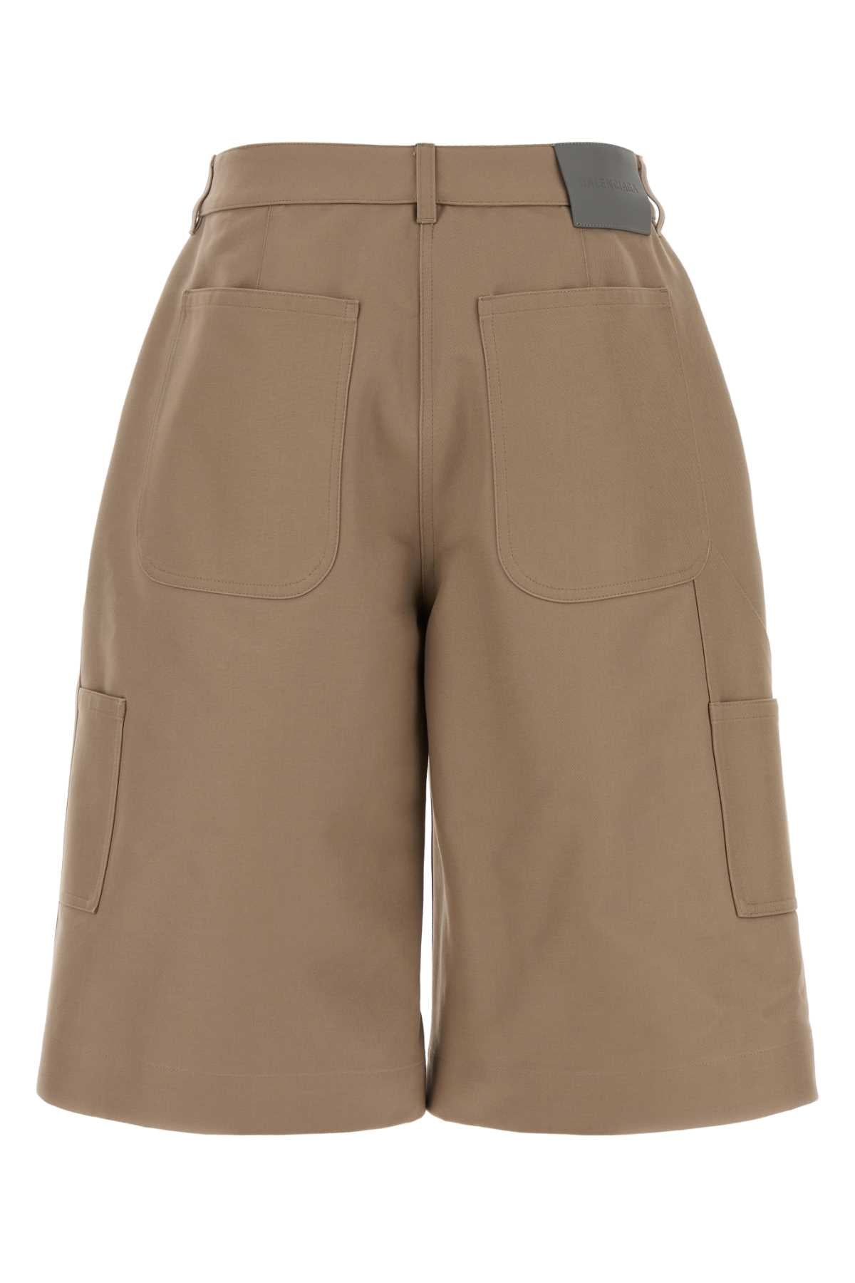 Balenciaga Women Sand Cotton Bermuda Shorts BALENCIAGA