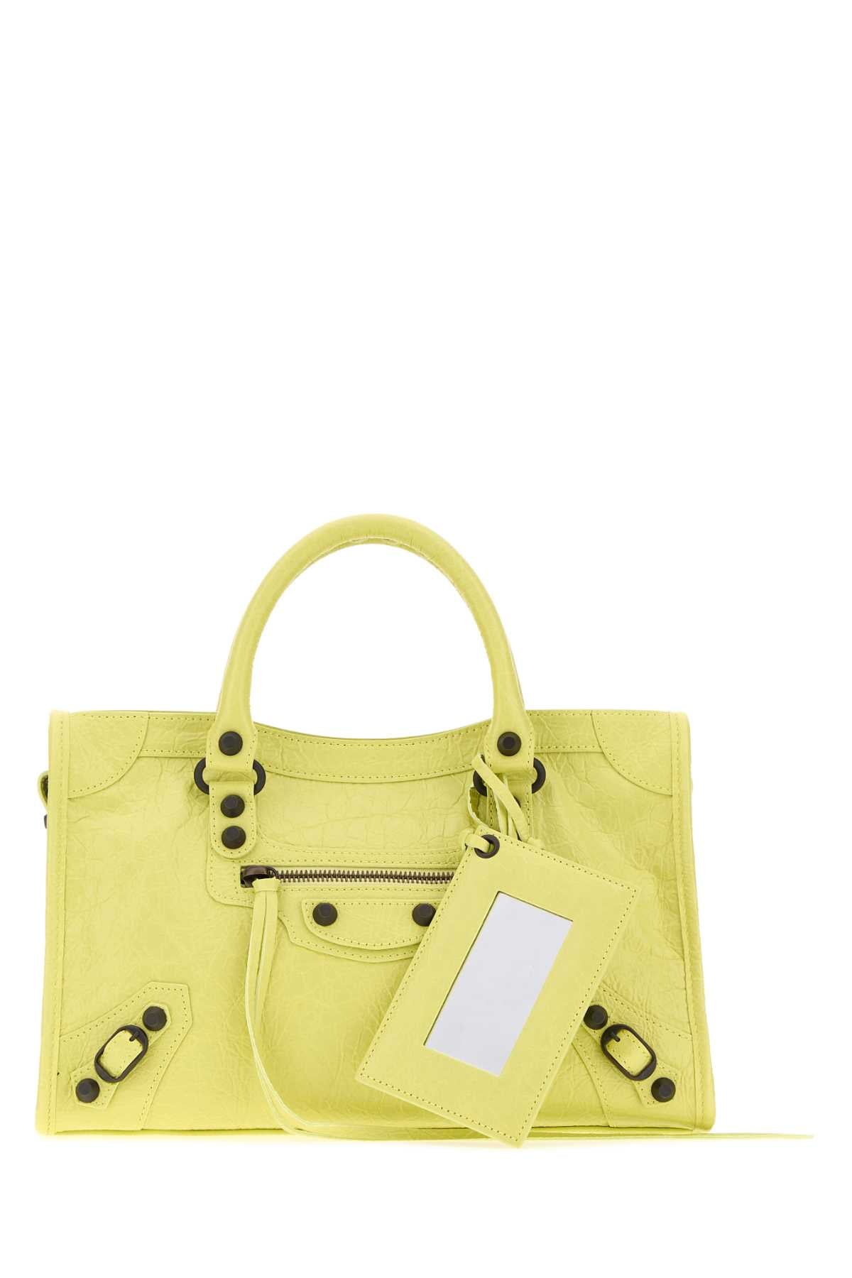 Balenciaga Women Fluo Yellow Leather Small Le City Handbag BALENCIAGA