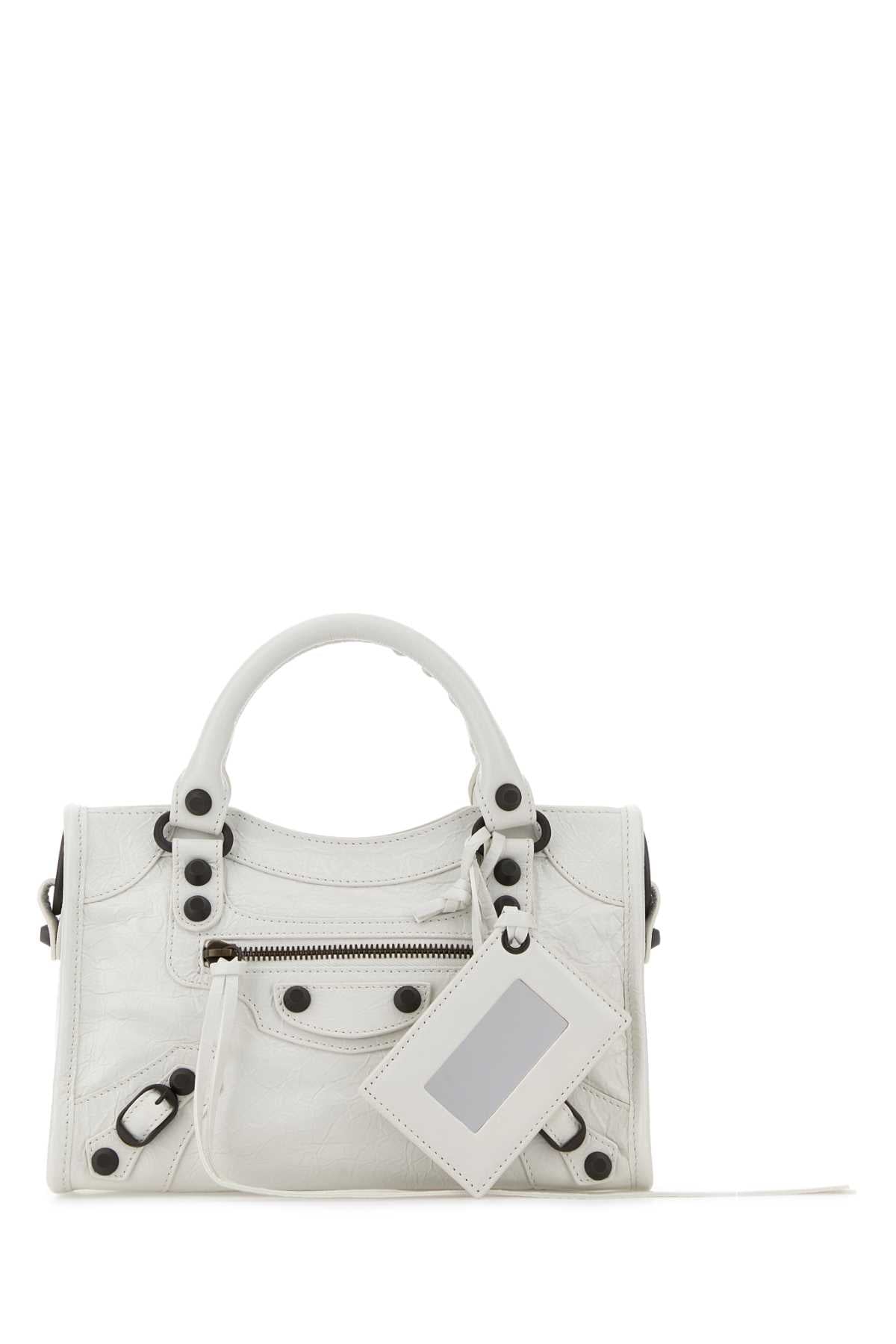 Balenciaga Women White Leather Mini Le City Handbag BALENCIAGA