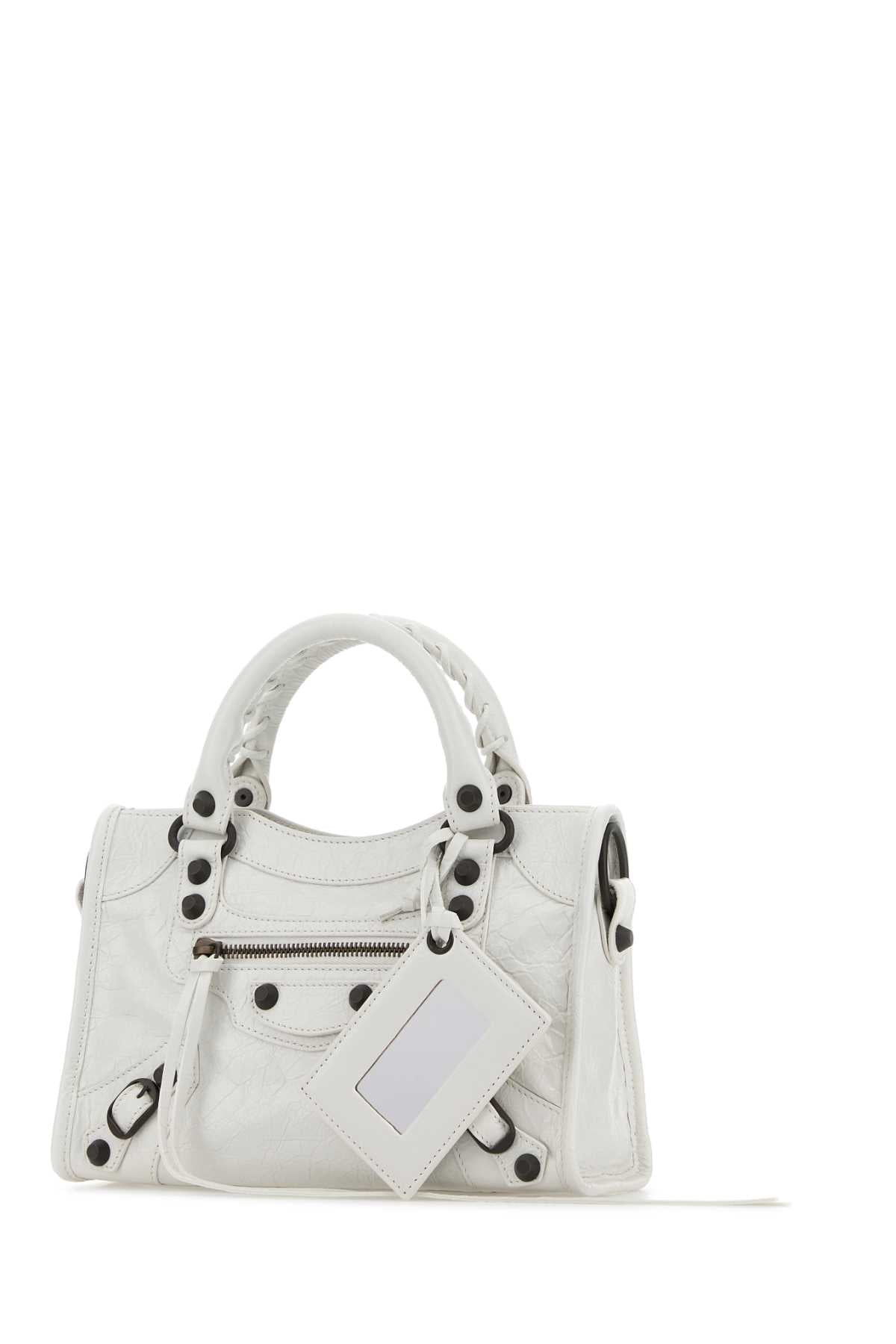 Balenciaga Women White Leather Mini Le City Handbag BALENCIAGA