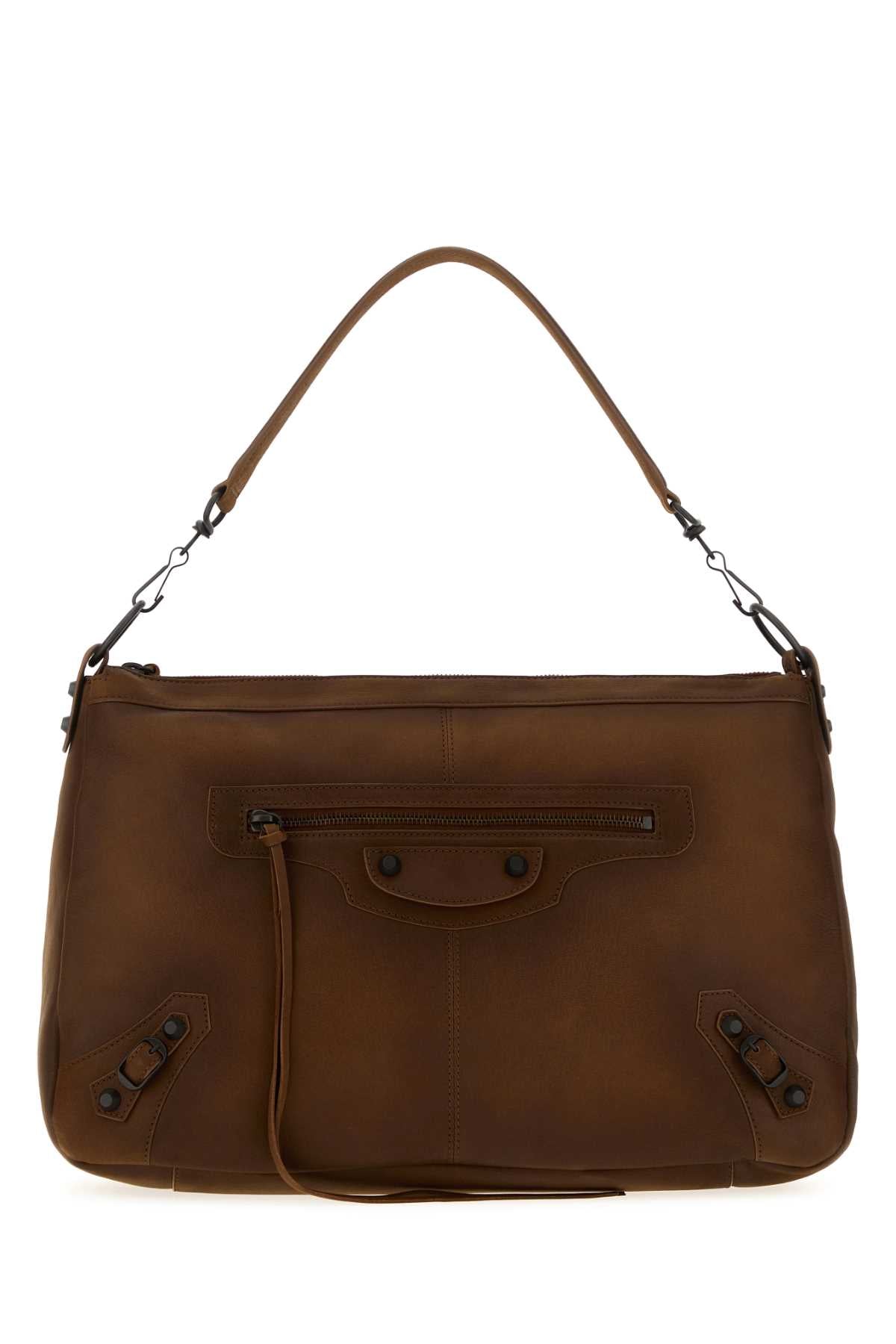 Balenciaga Men Brown Leather Le City Moto Shoulder Bag BALENCIAGA