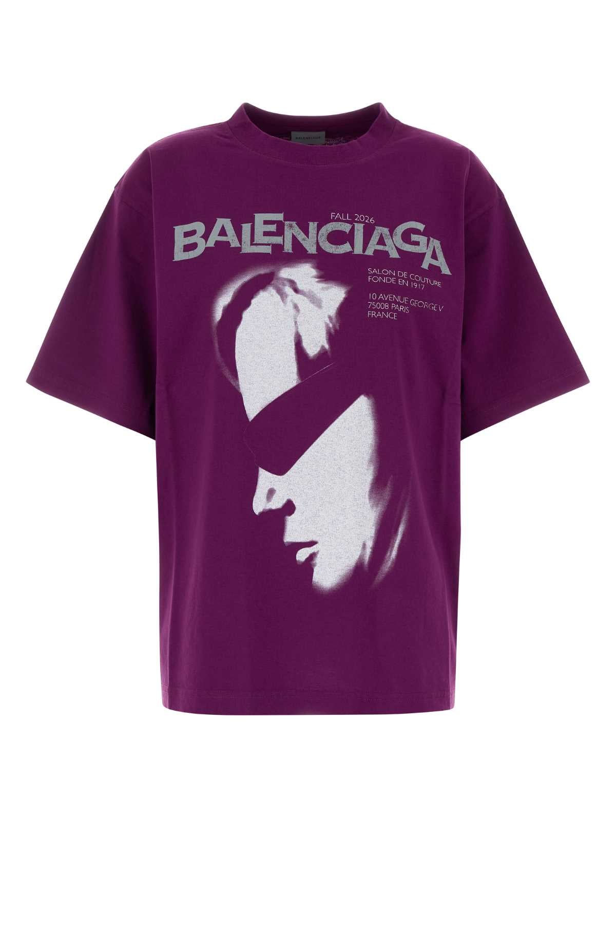 Balenciaga Women Purple Cotton Oversize T-Shirt BALENCIAGA