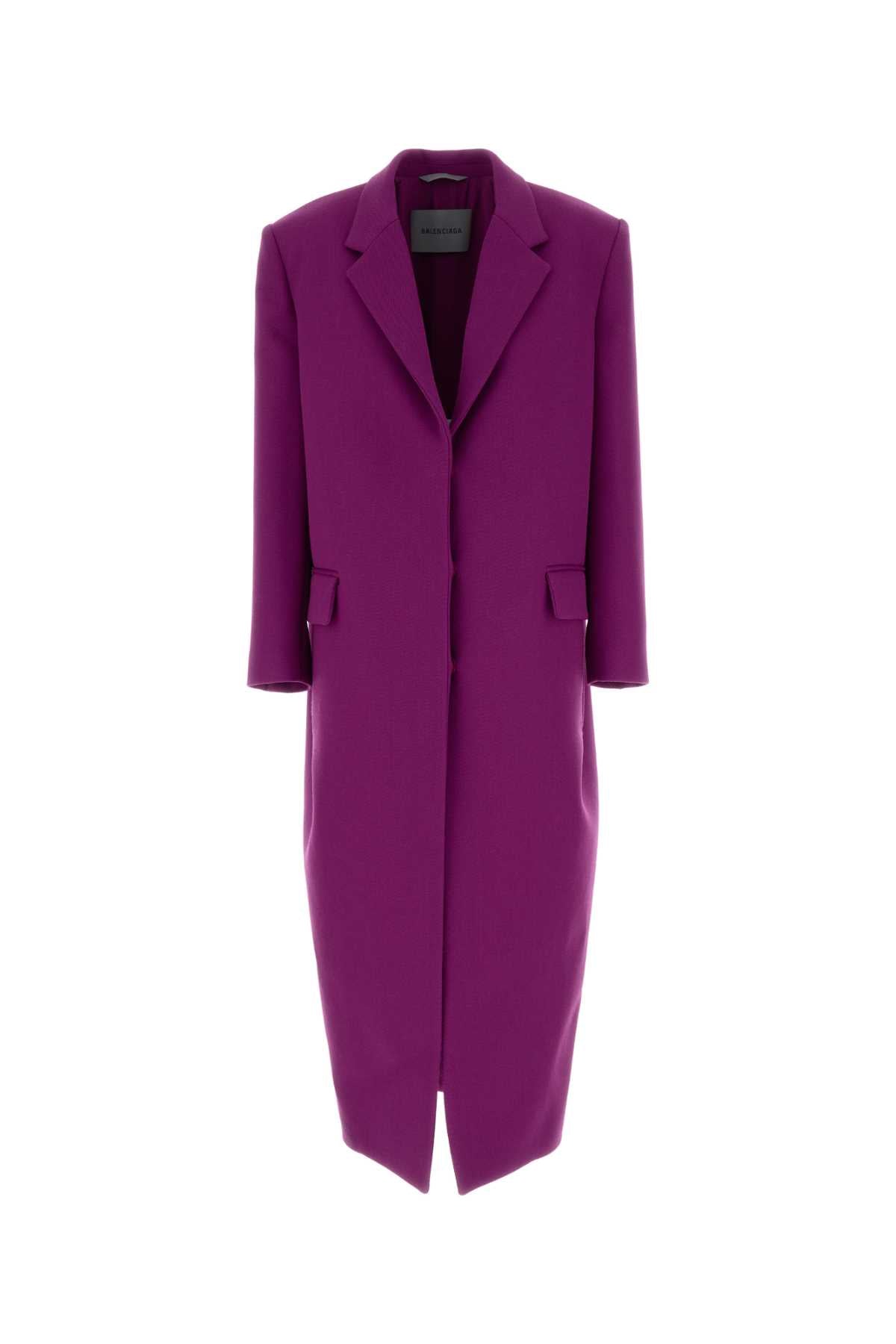 Balenciaga Women Purple Gabardine Coat BALENCIAGA