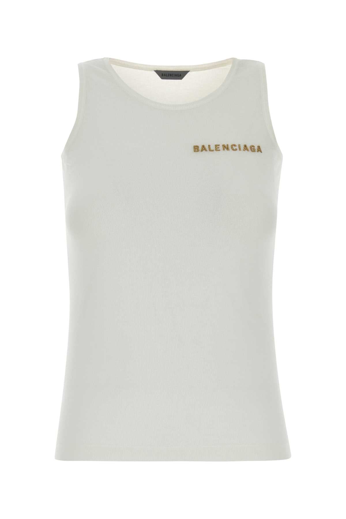 Balenciaga Women White Cotton Blend Tank Top BALENCIAGA