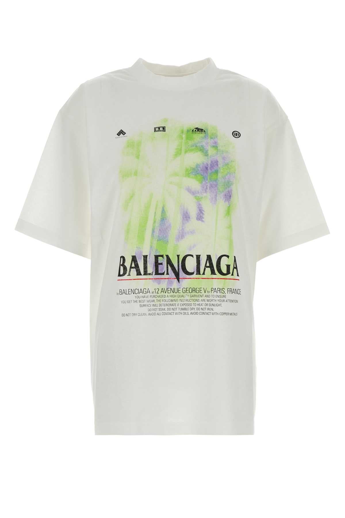 Balenciaga Women White Cotton T-Shirt BALENCIAGA