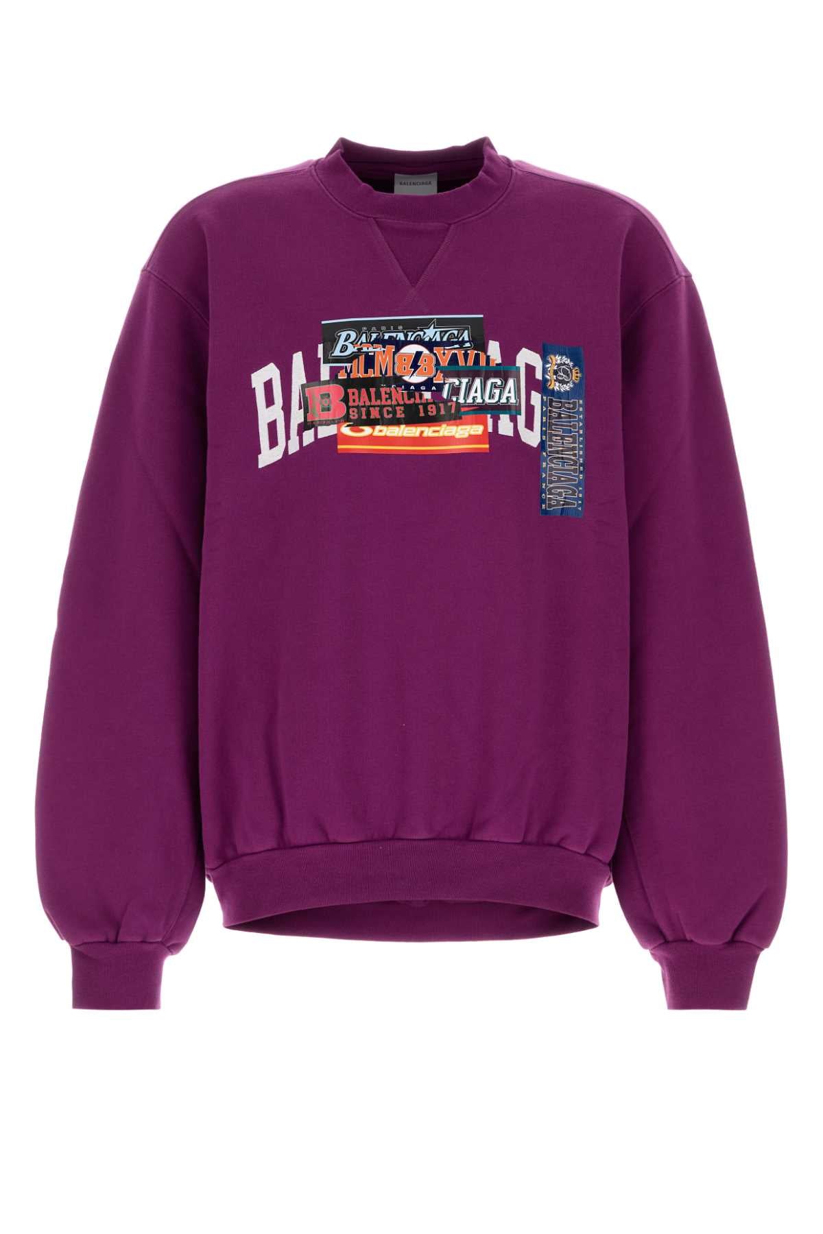 Balenciaga Men Purple Cottons Sweatshirt BALENCIAGA