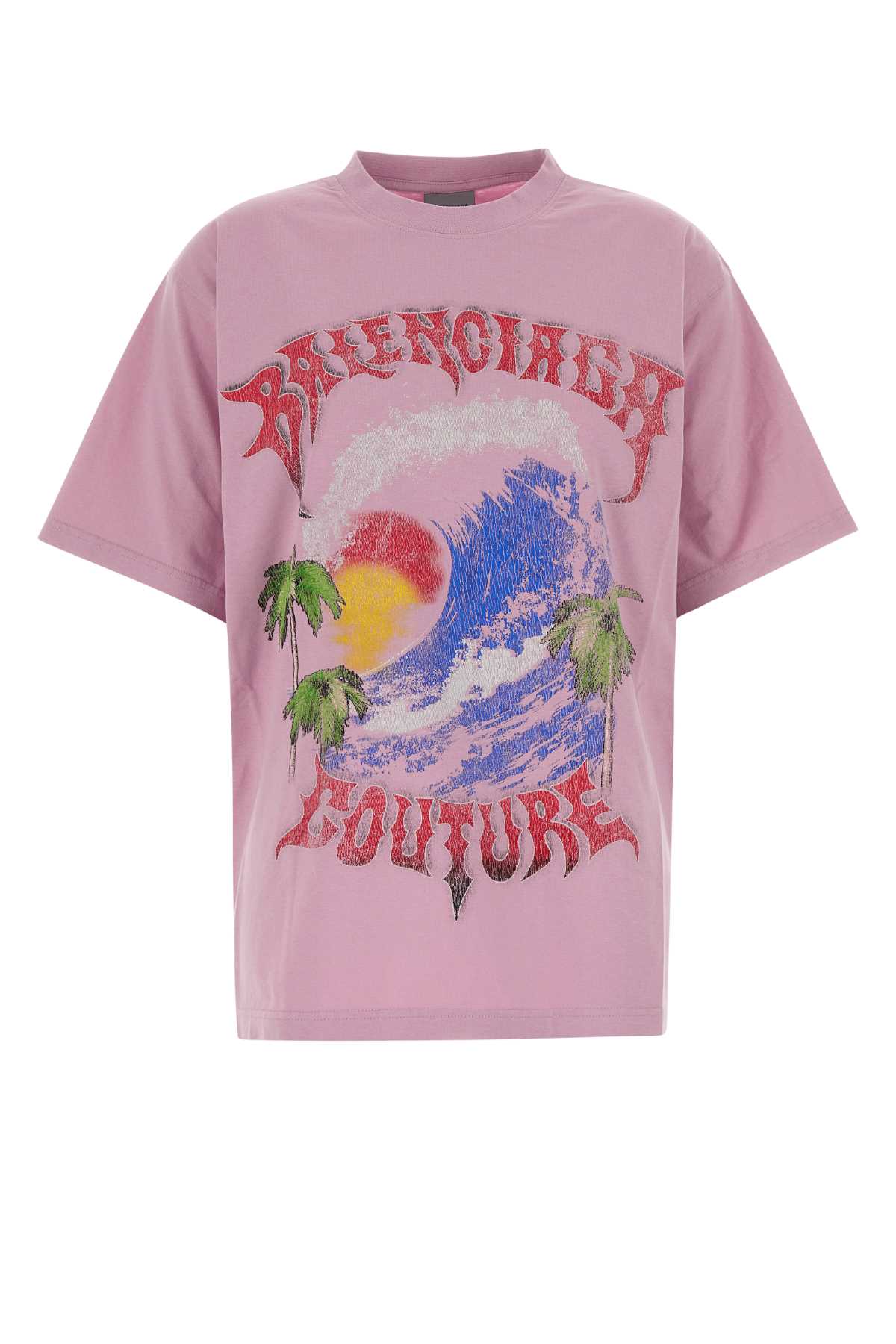 Balenciaga Women Pink Cotton Oversize T-Shirt BALENCIAGA
