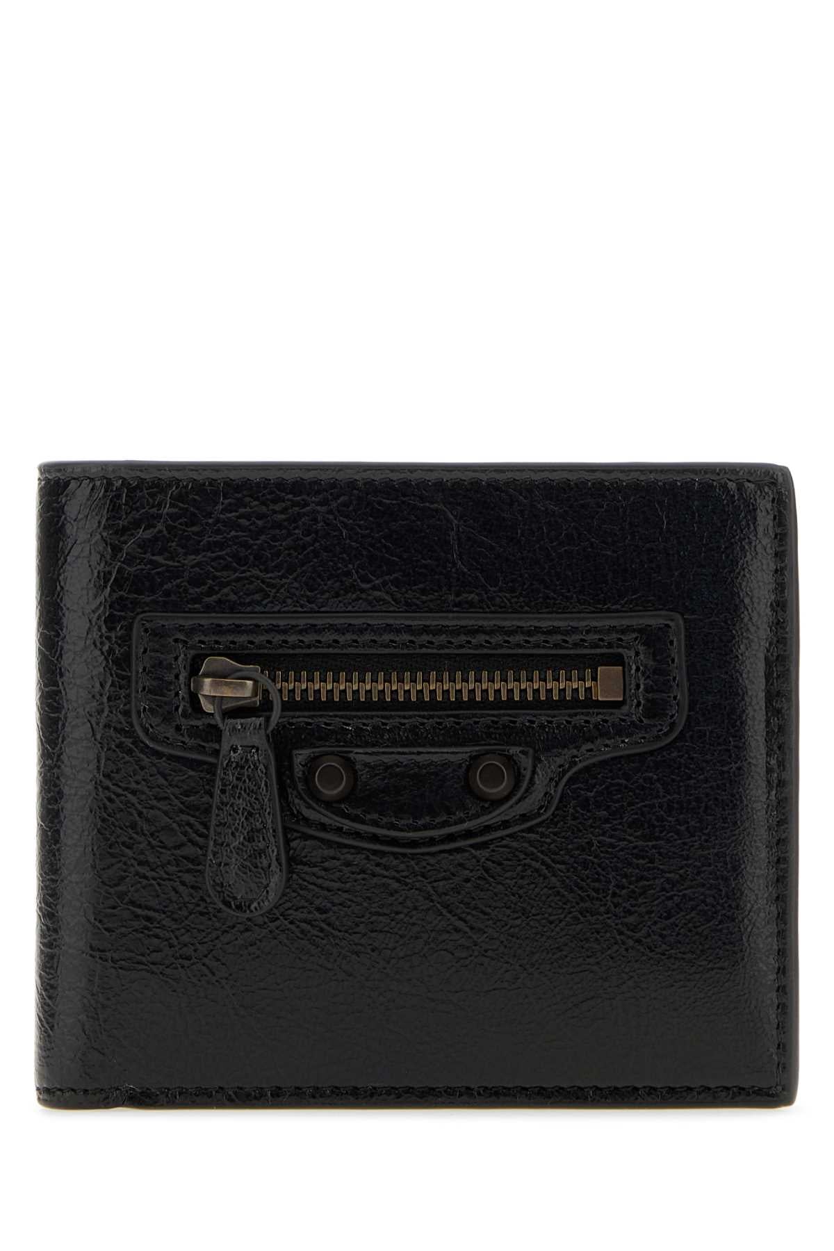 Balenciaga Men Black Leather Le City Wallet