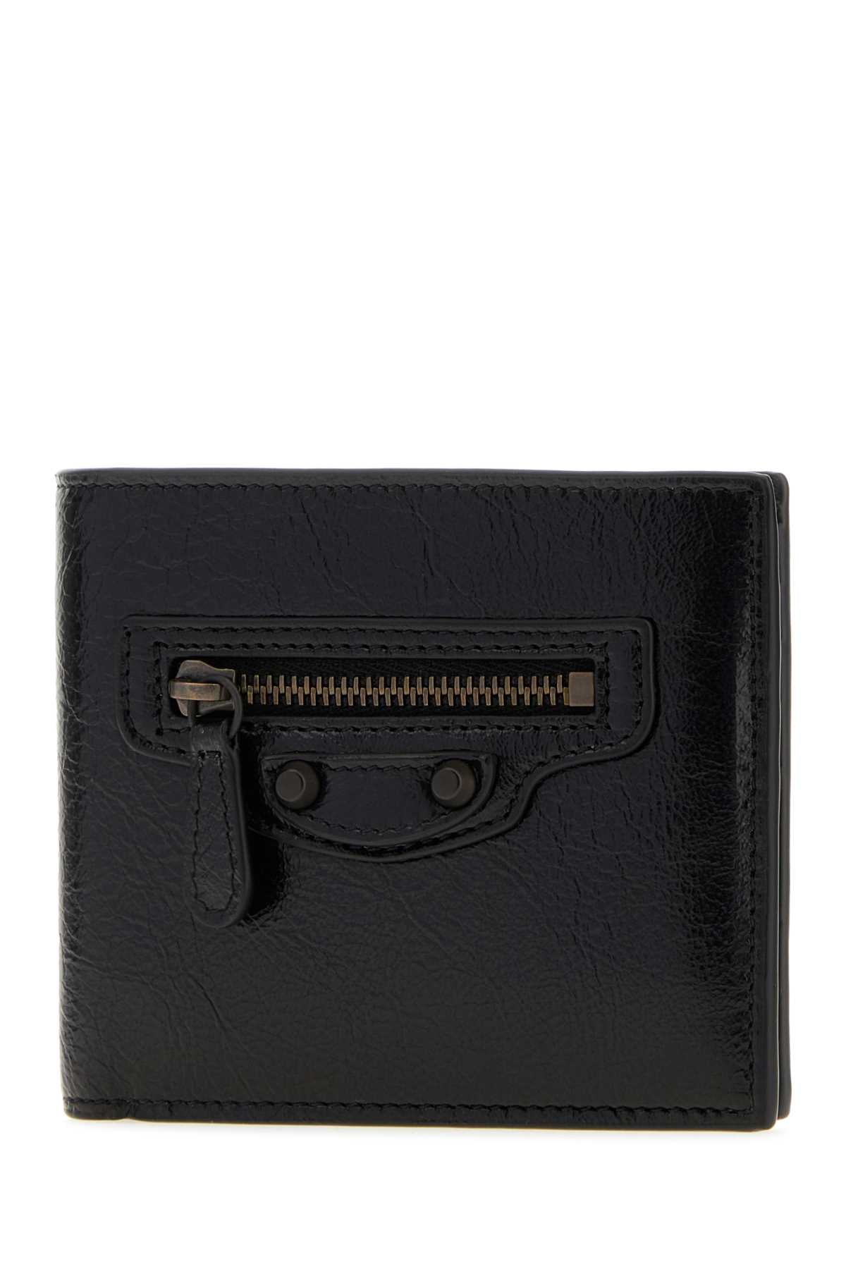 Balenciaga Men Black Leather Le City Wallet