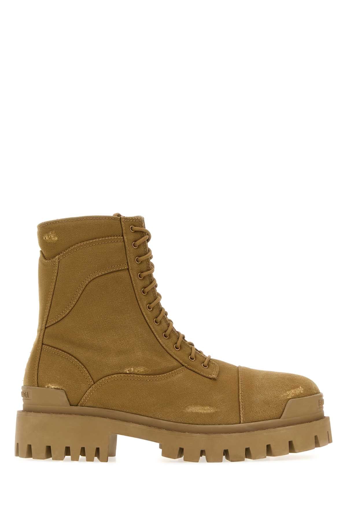 Balenciaga Men Camel Combat Strike Ankle Boots BALENCIAGA