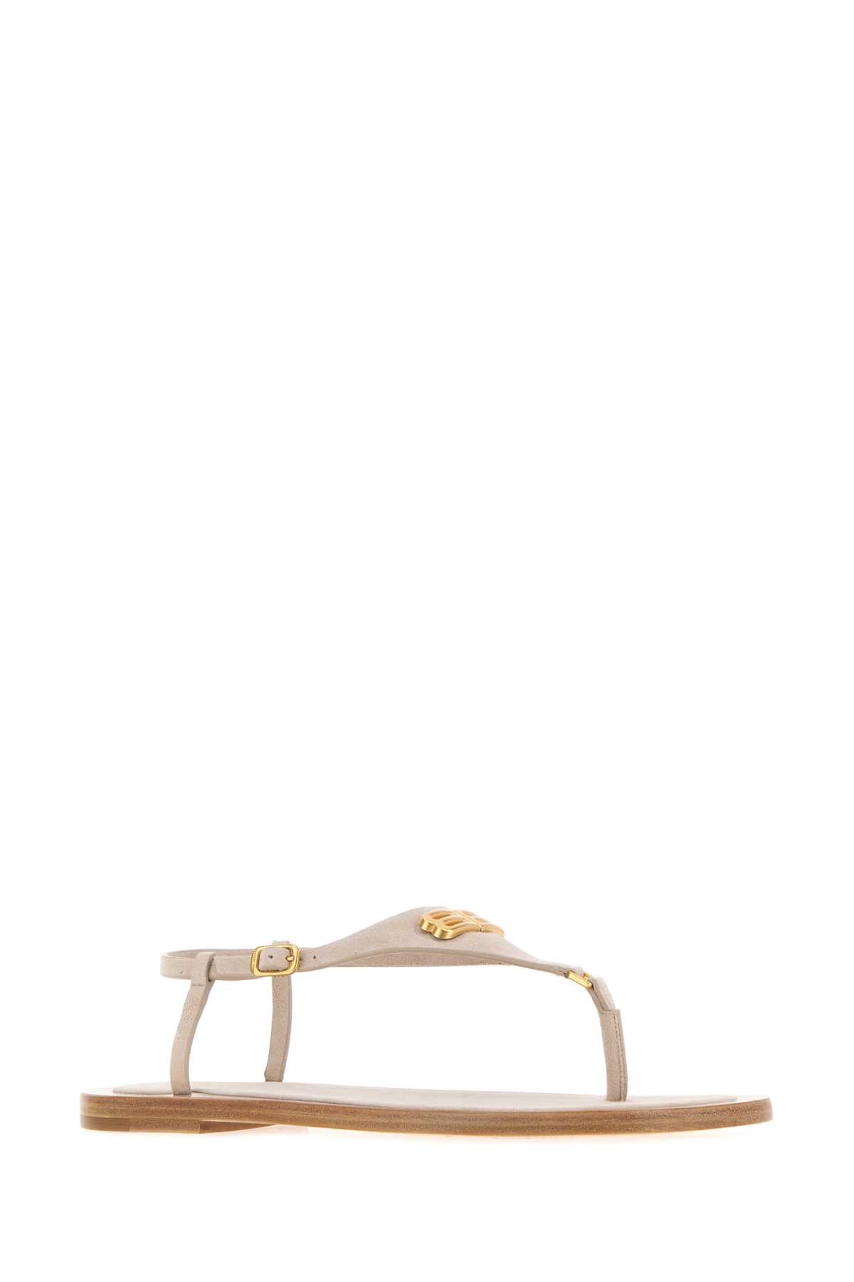 Balenciaga Women Light Pink Leather Riva Thong Sandals BALENCIAGA