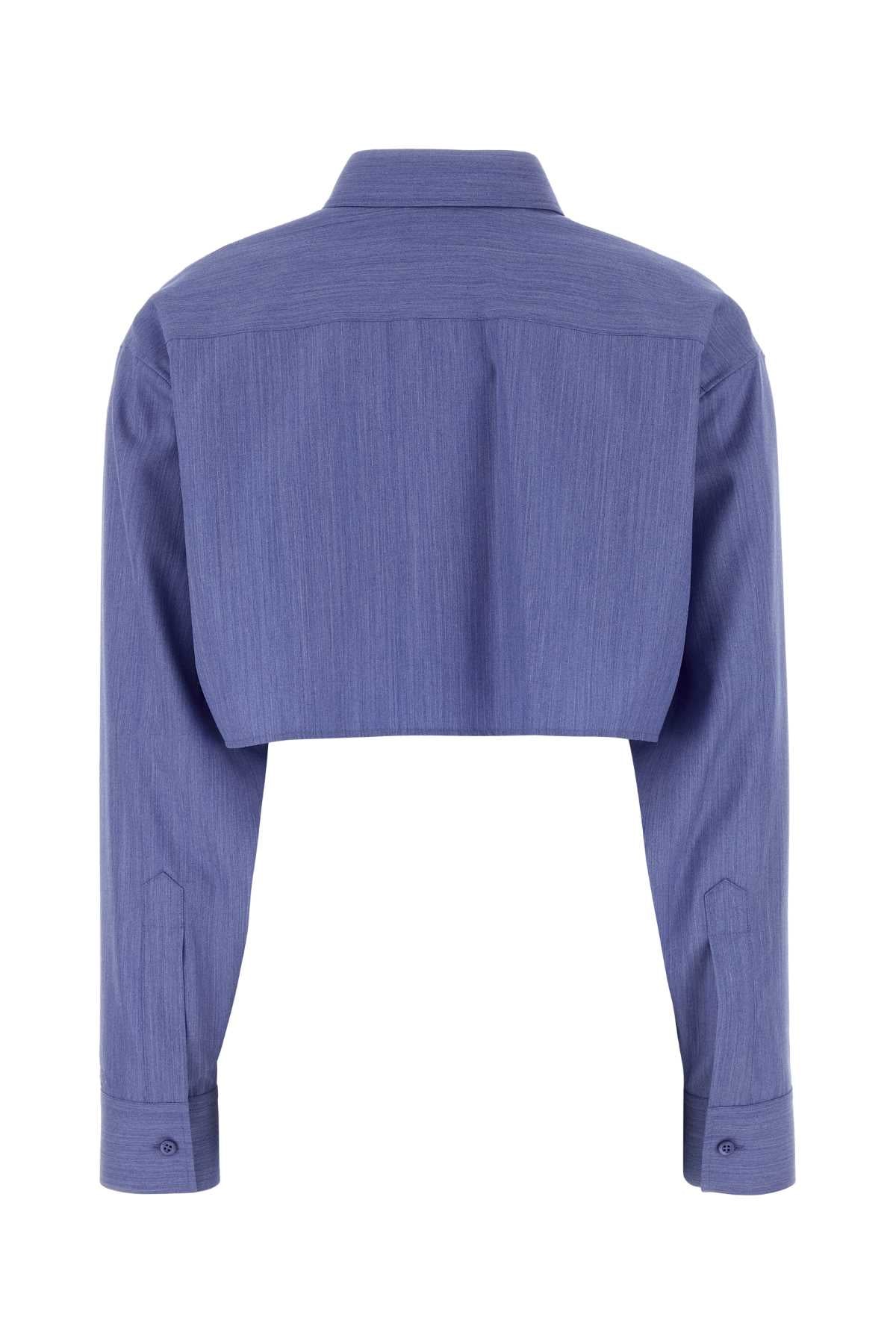Balenciaga Women Cerulean Blue Wool Blend Shirt BALENCIAGA