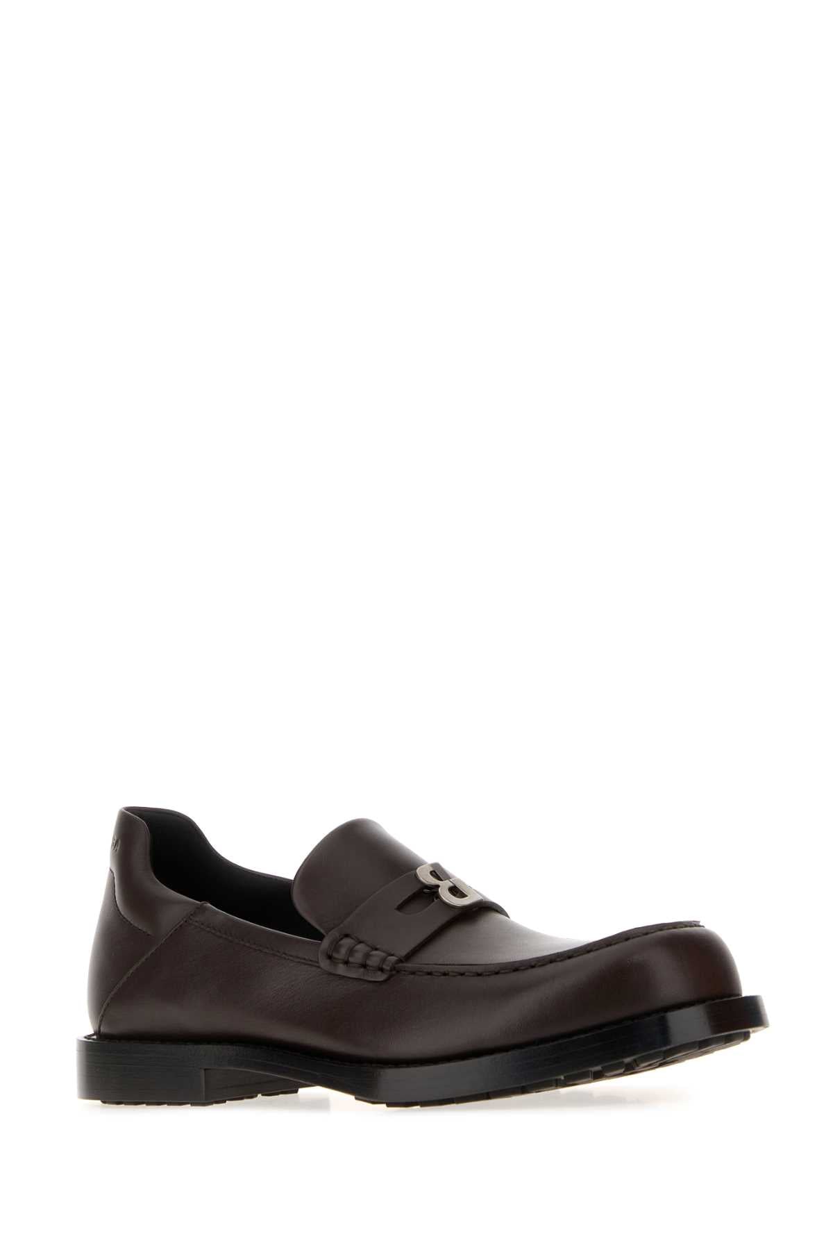 Balenciaga Women Dark Brown Leather Comfy Loafers BALENCIAGA