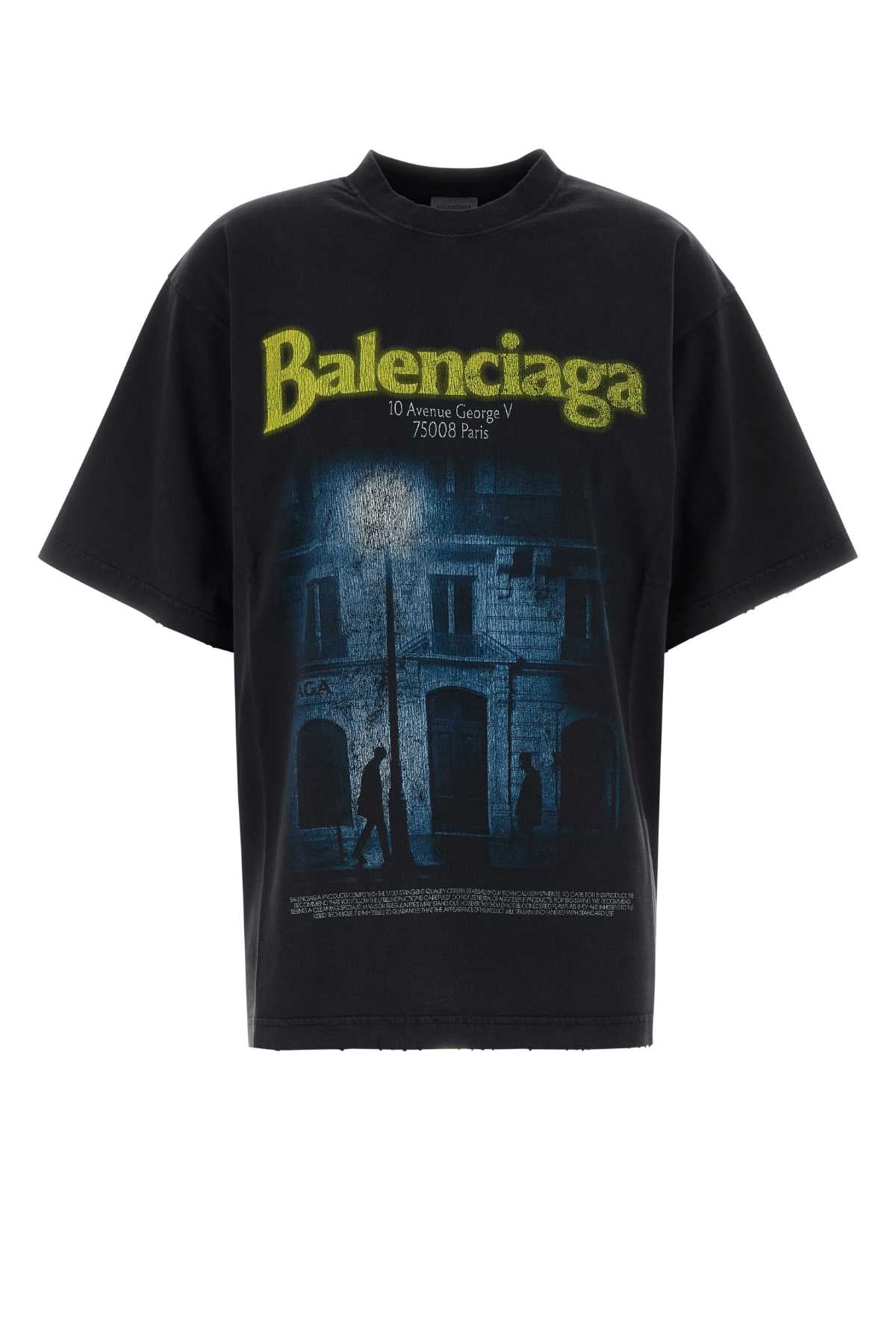 Balenciaga Women Slate Cotton T-Shirt BALENCIAGA