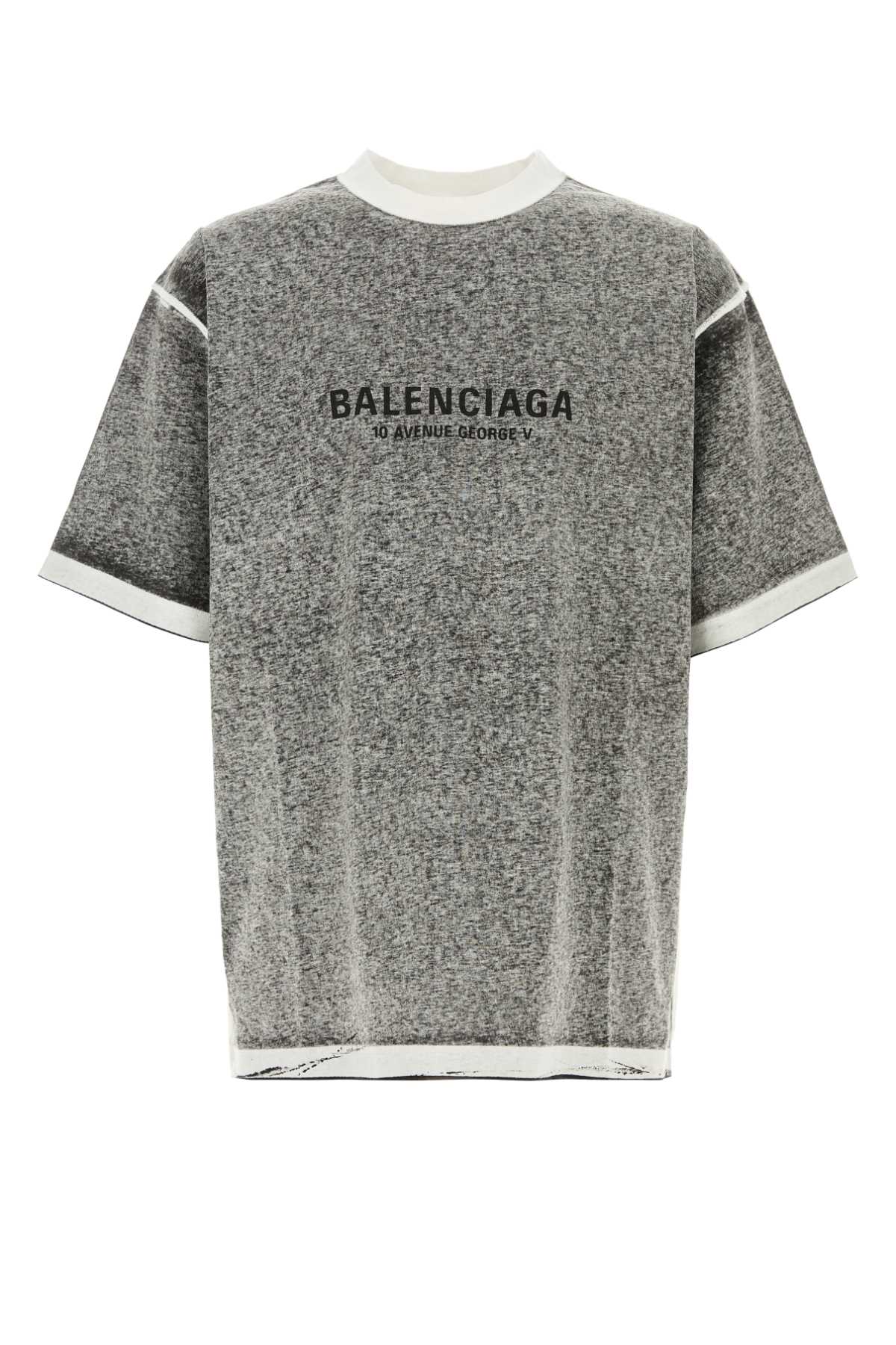 Balenciaga Men Melange Grey Cotton Oversize T-Shirt BALENCIAGA