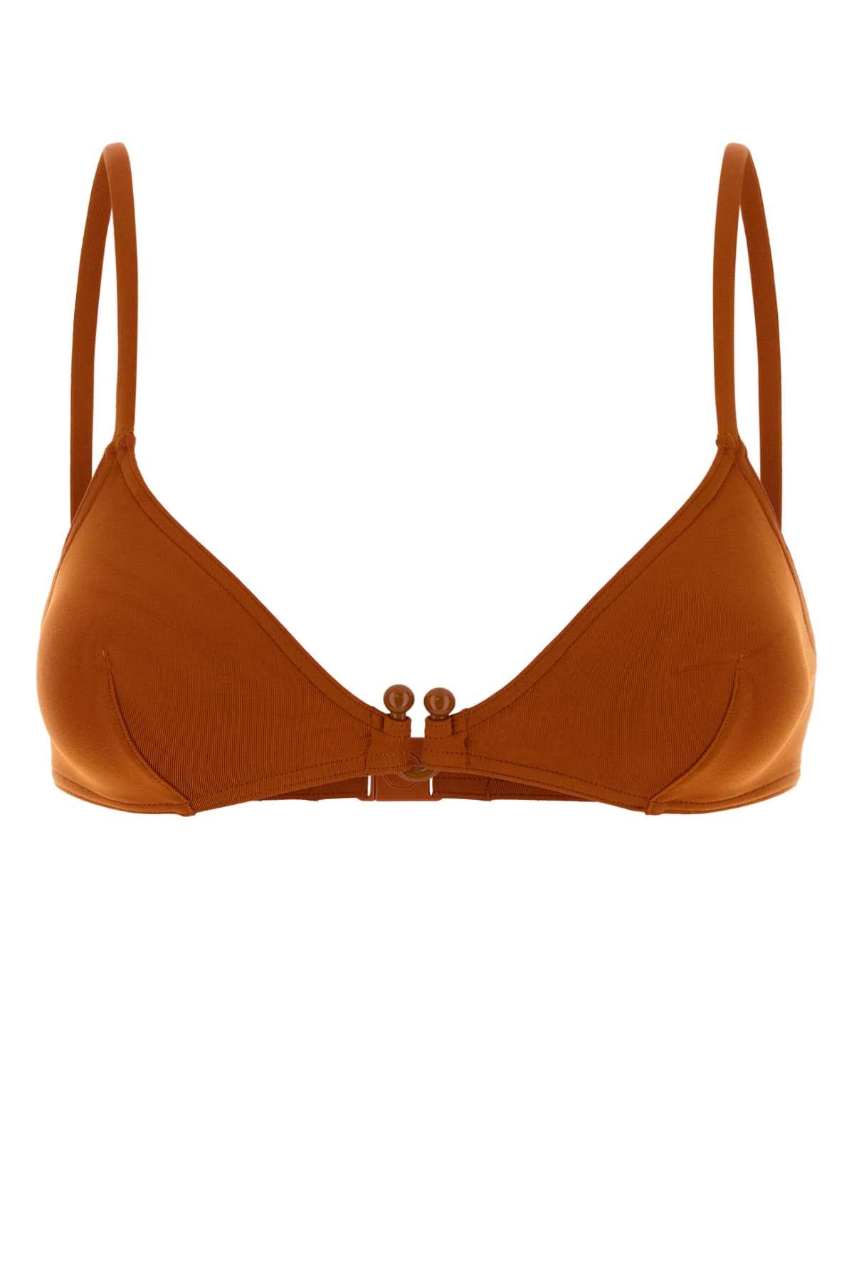 Eres Women Orange Stretch Nylon Stylish Bikini Top ERES