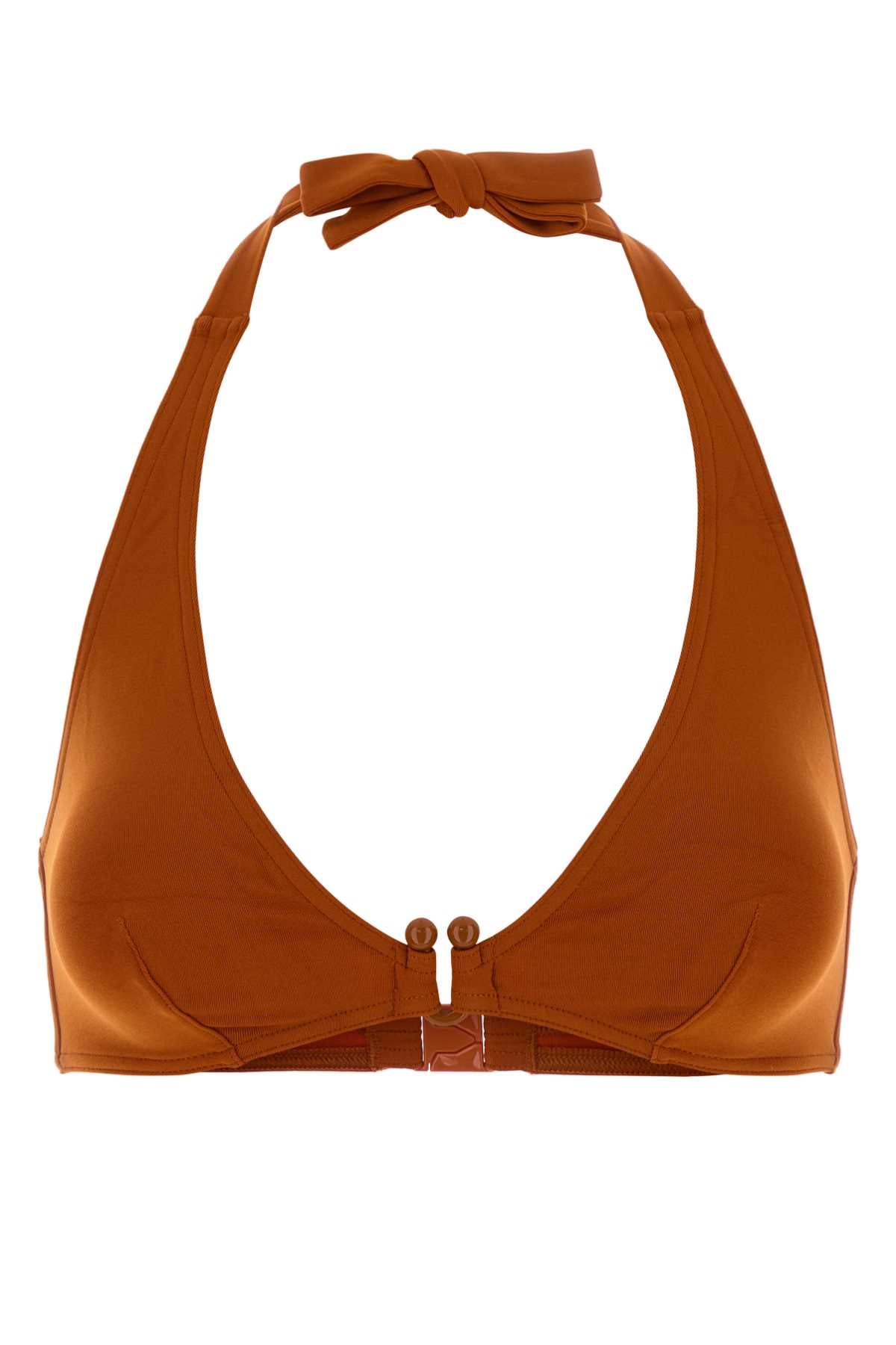 Eres Women Orange Stretch Nylon Noctambule Bikini Top ERES
