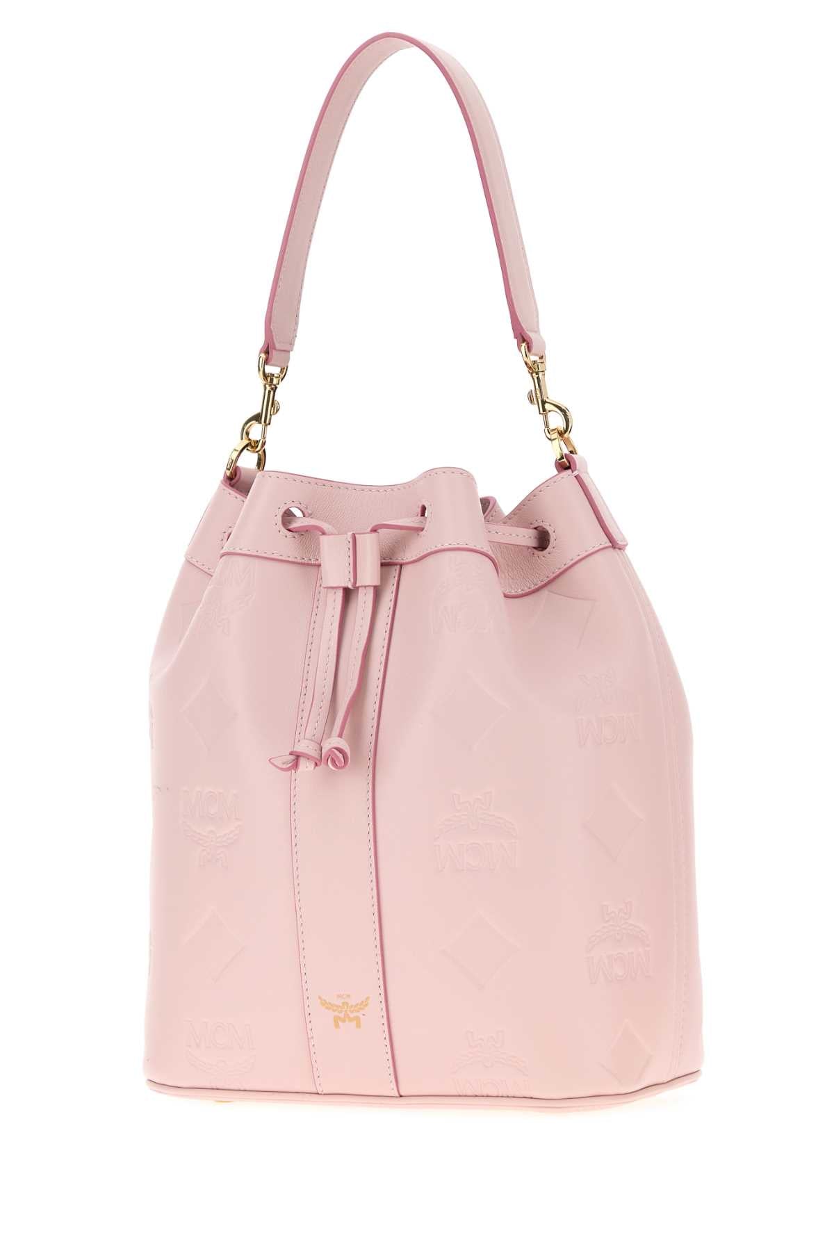 Mcm Women Pink Leather Bucket Bag MCM