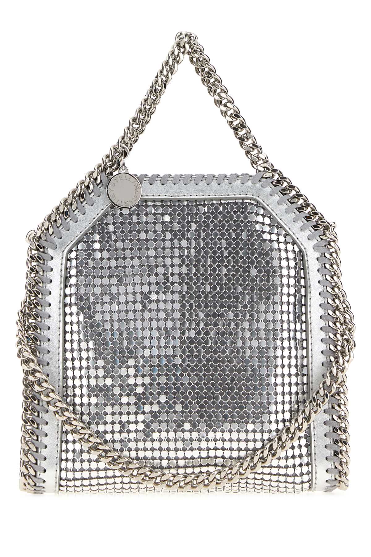 Stella Mccartney Women Silver Metal Knit Micro Falabella Handbag STELLA MCCARTNEY
