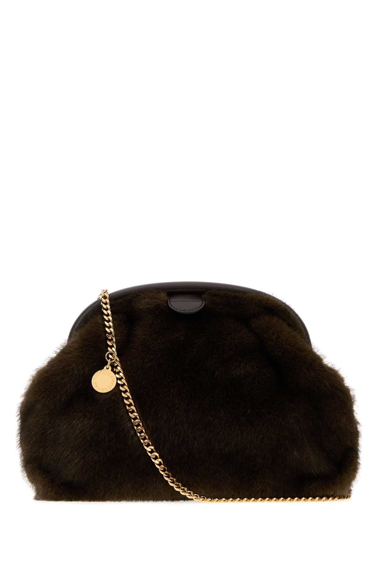 Stella Mccartney Women Falabella Soft Clutch With Chain Mink Plush Fabric STELLA MCCARTNEY