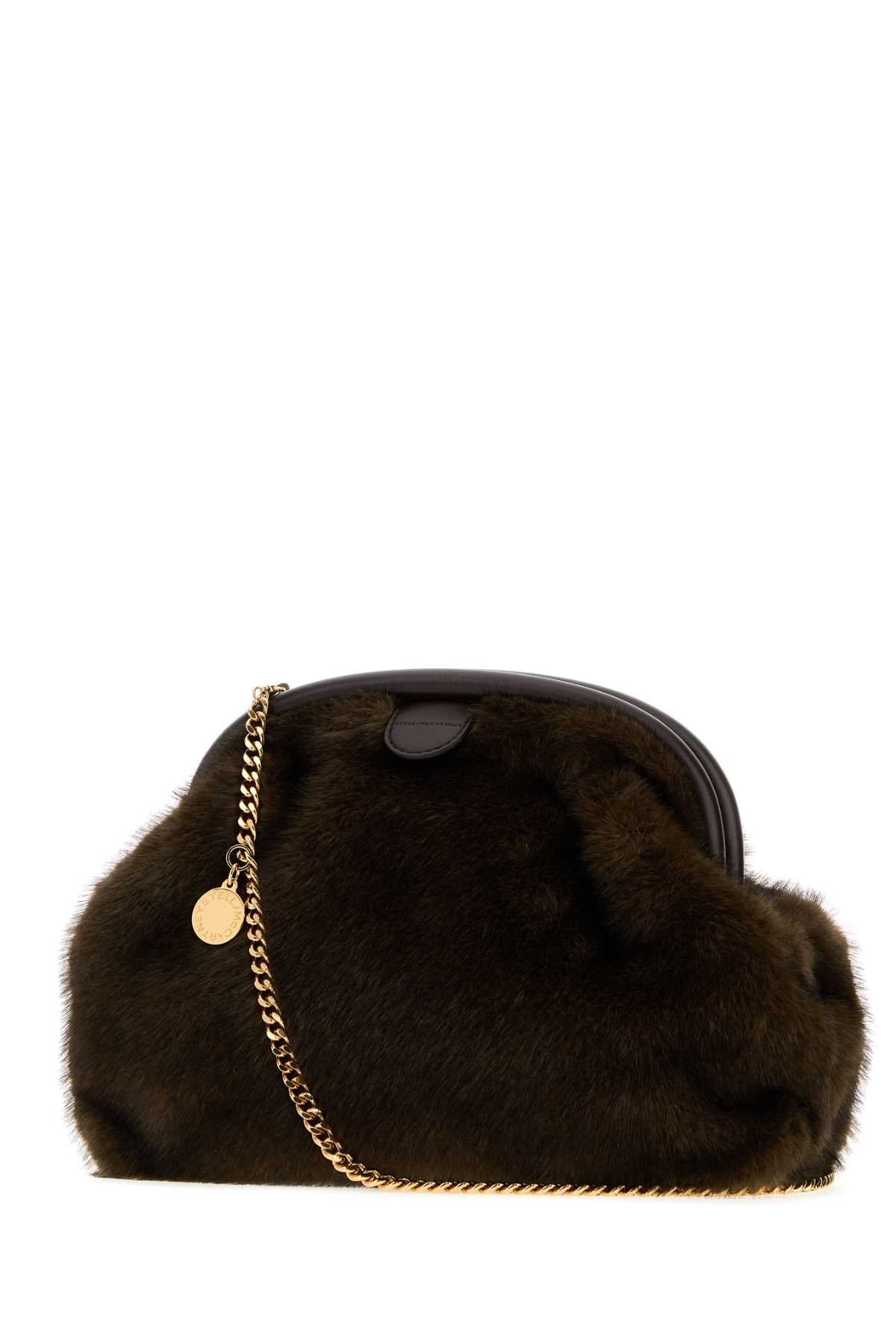Stella Mccartney Women Falabella Soft Clutch With Chain Mink Plush Fabric STELLA MCCARTNEY