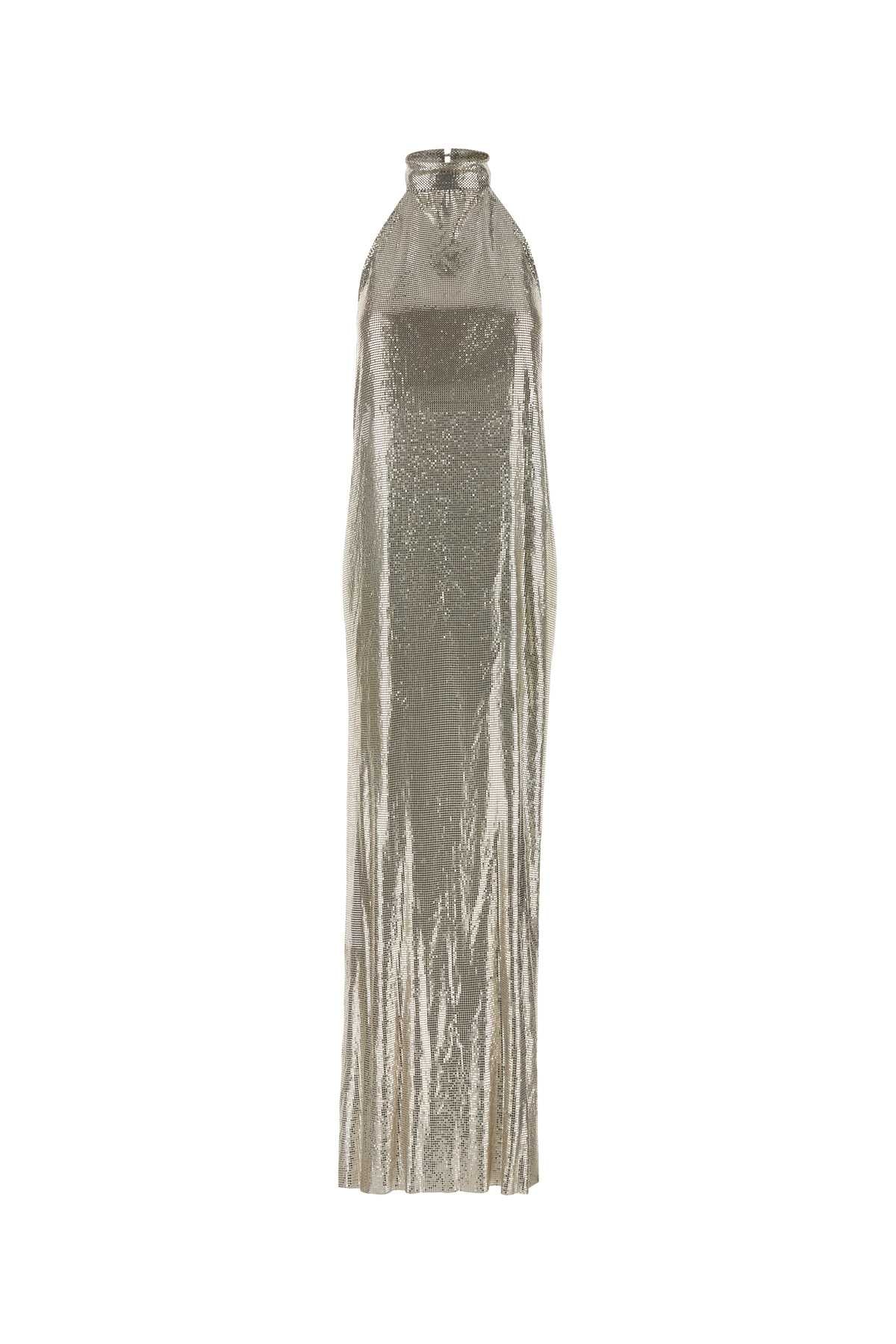 Stella Mccartney Women Silver Metal Knit Long Dress STELLA MCCARTNEY