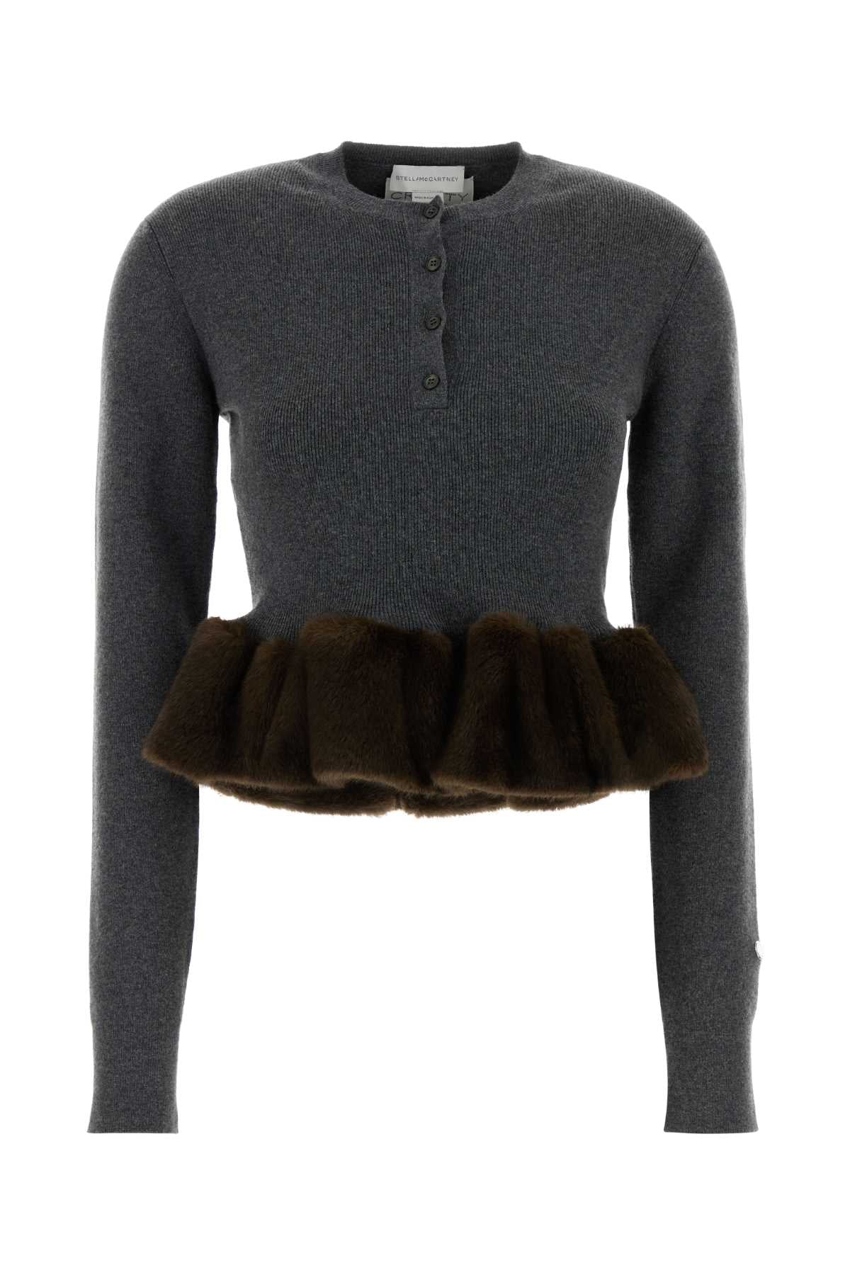 Stella Mccartney Women Dark Grey Stretch Wool Blend Sweater STELLA MCCARTNEY