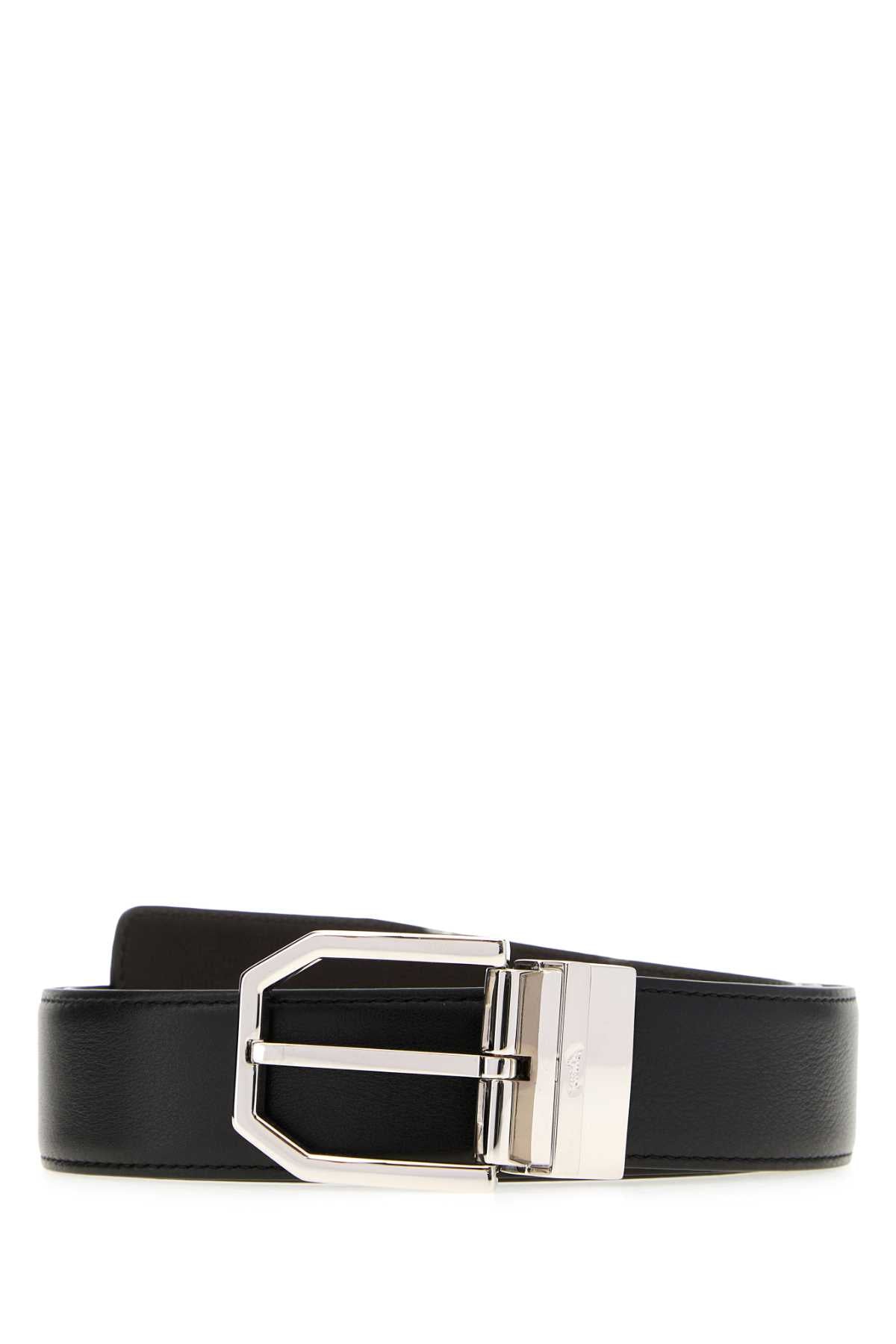 Brioni Men Black Leather Reversible Belt BRIONI