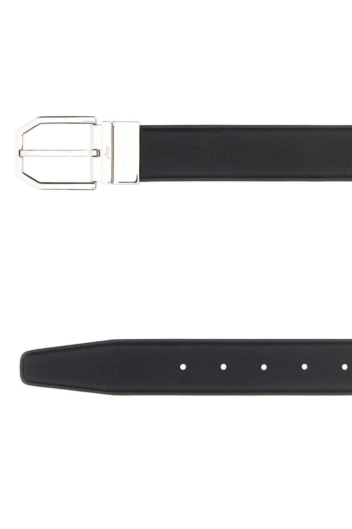 Brioni Men Black Leather Reversible Belt BRIONI